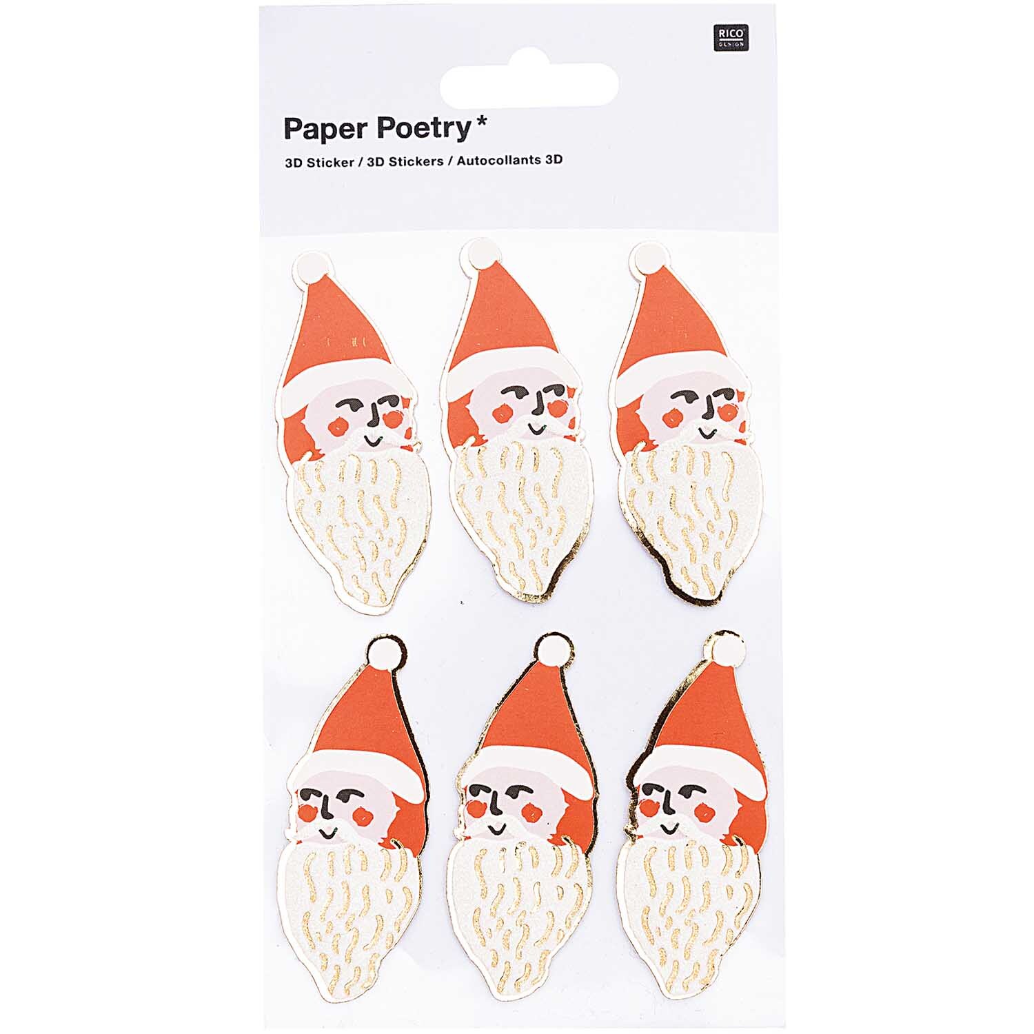 Paper Poetry 3D Sticker Nostalgic Christmas Nikoläuse rot-weiß
