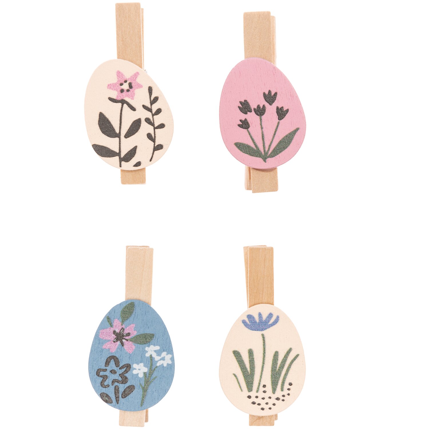 Rico Design Dekoklammern Osterei Blumen Mix 4 Stück