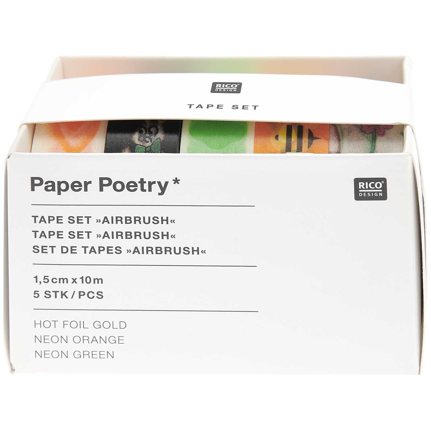 Paper Poetry Tape Set Airbrush 15mm 10m 5-teilig