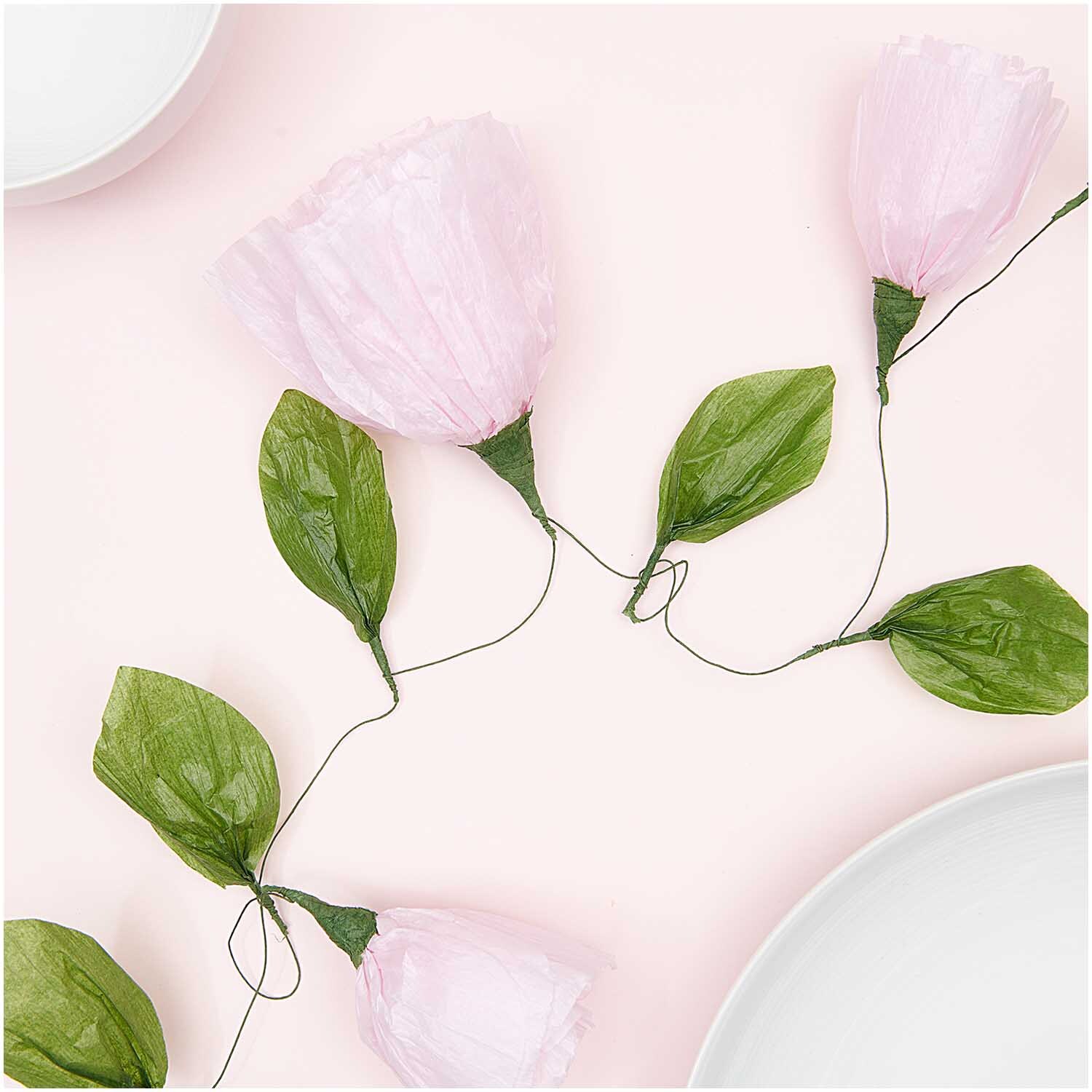 Papierblumen Girlande klein rosa 160 cm
