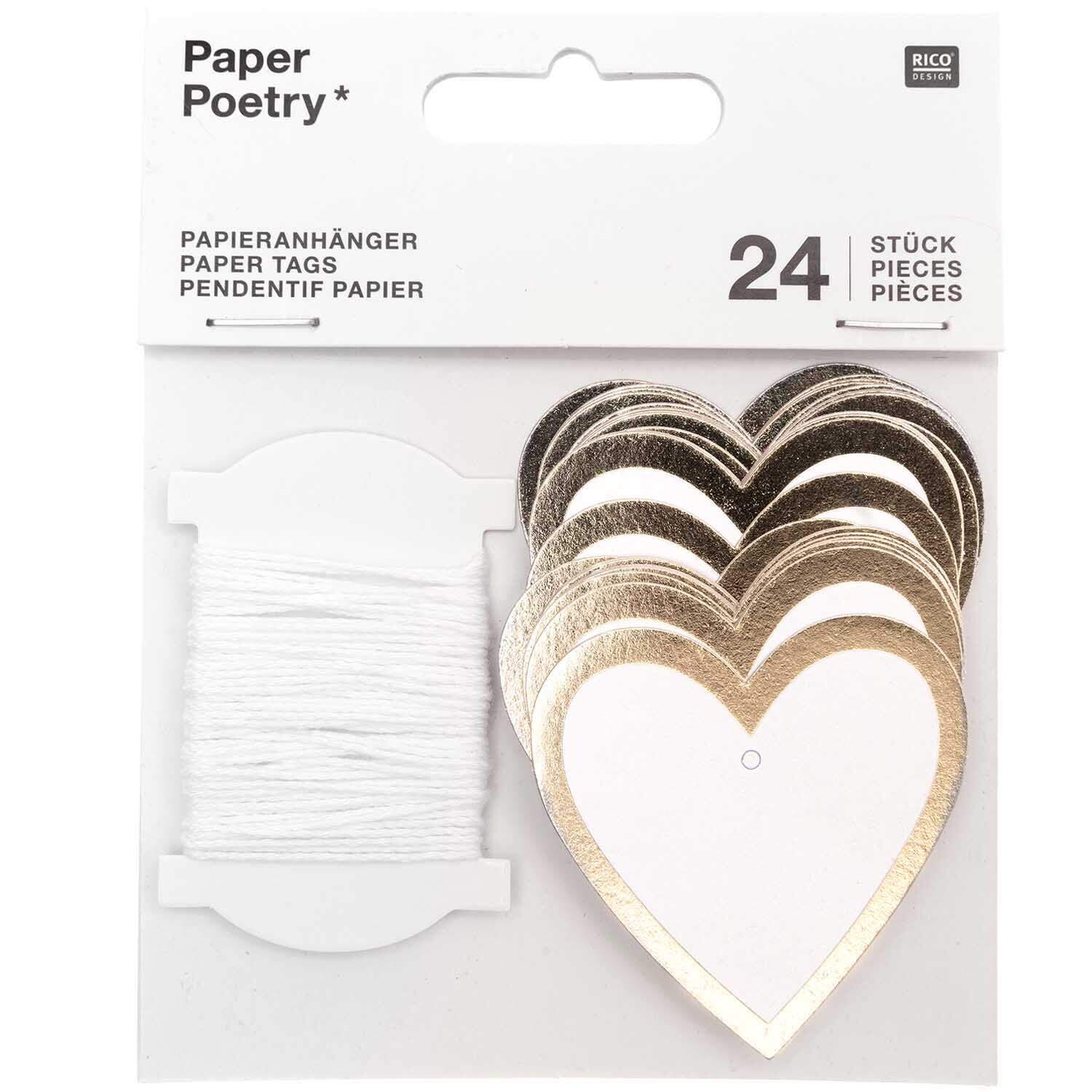 Paper Poetry Papieranhänger Herzen M 24 Stück