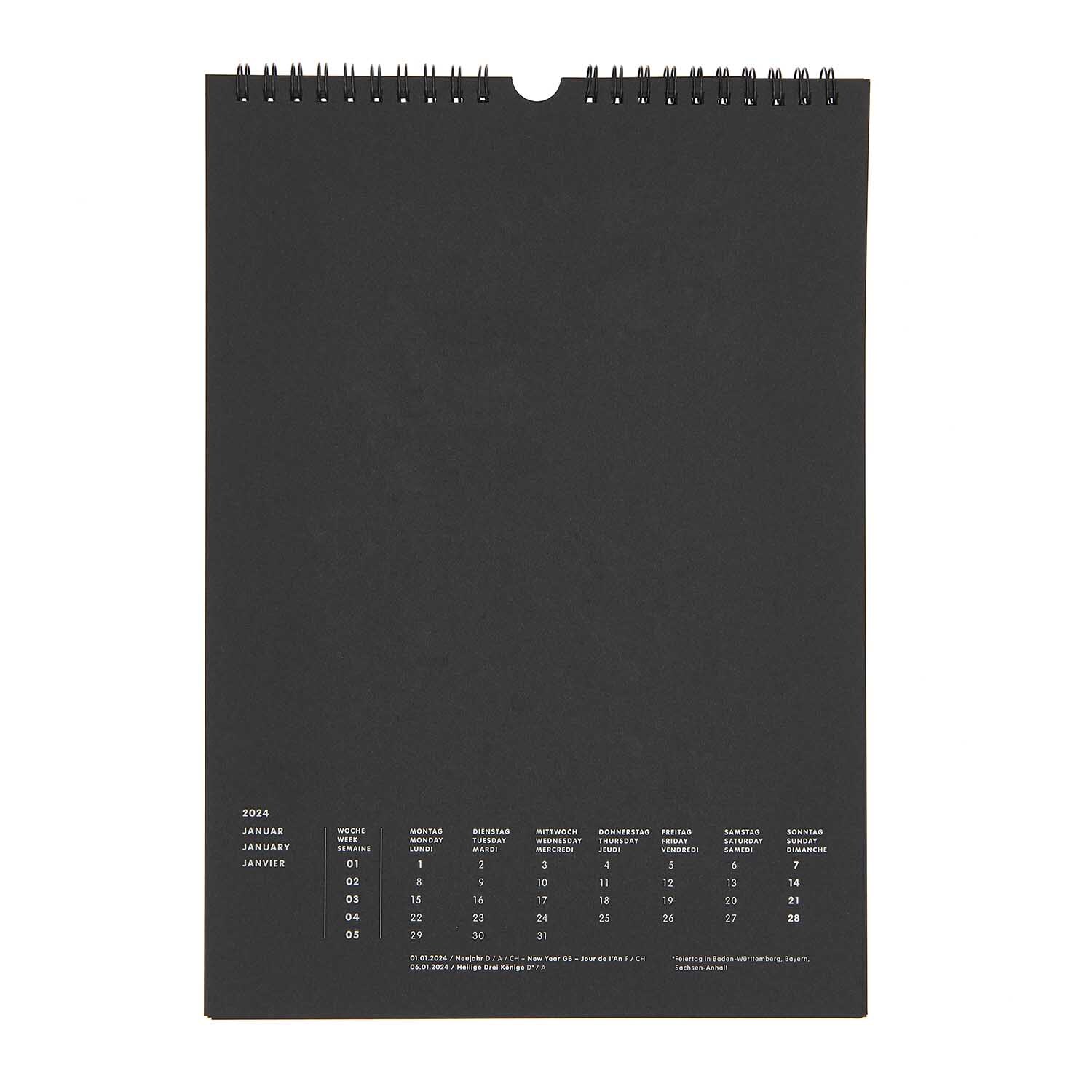 Paper Poetry Kalender 2024 DIN A4 schwarz