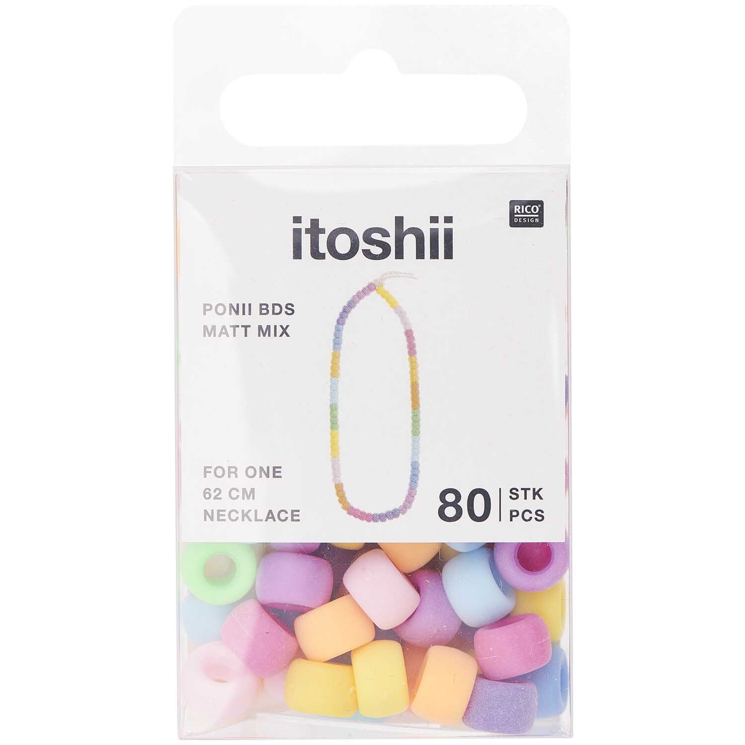 itoshii - Ponii Beads Matt Mix 9x6mm 80 Stück