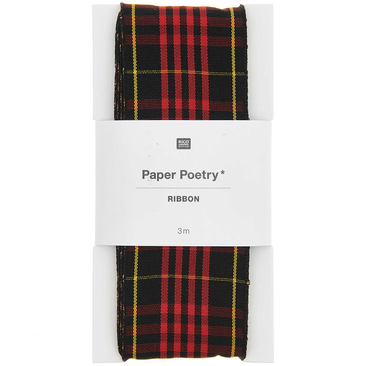 Paper Poetry Karoband schwarz-rot-gelb 38mm 3m