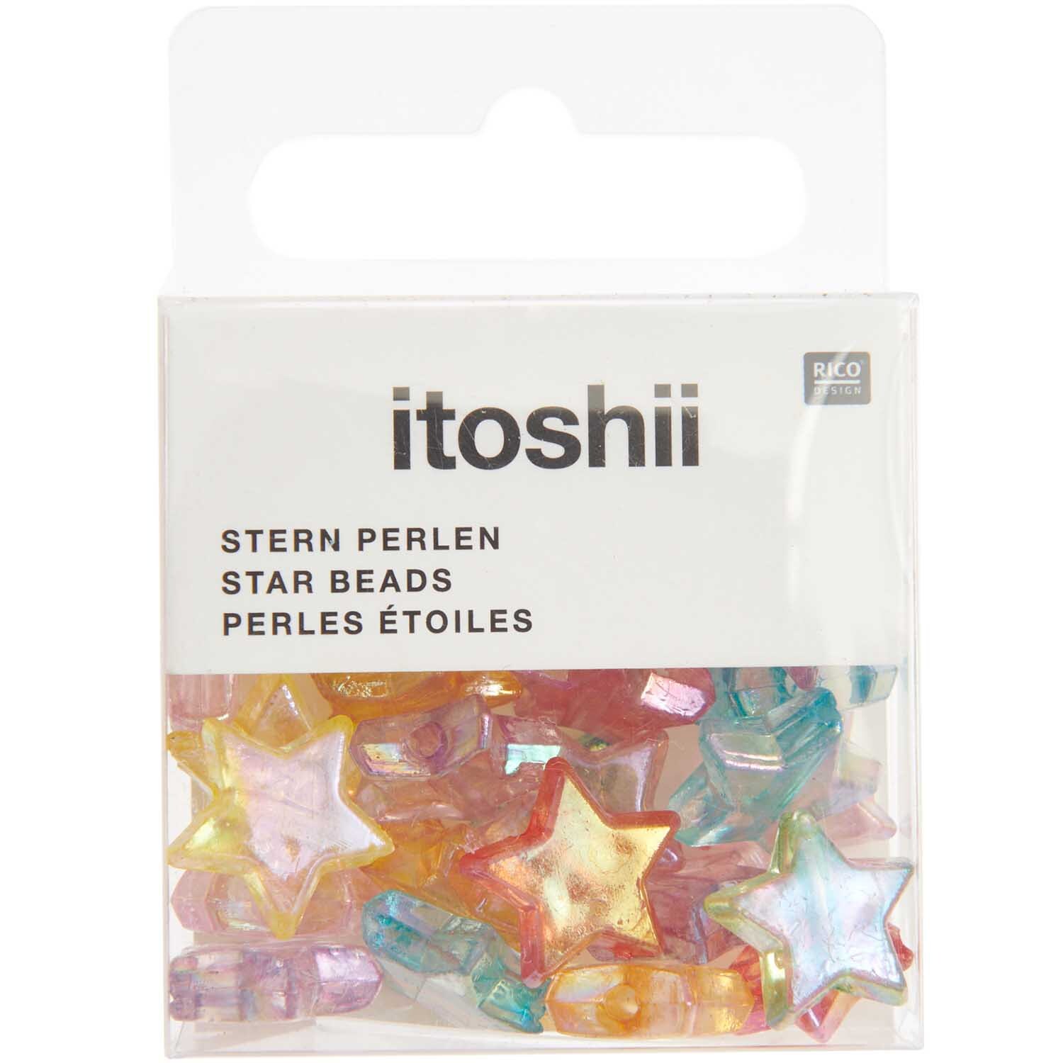 itoshii Stern Perlen transparent Farbmix 14x5mm 32 Stück