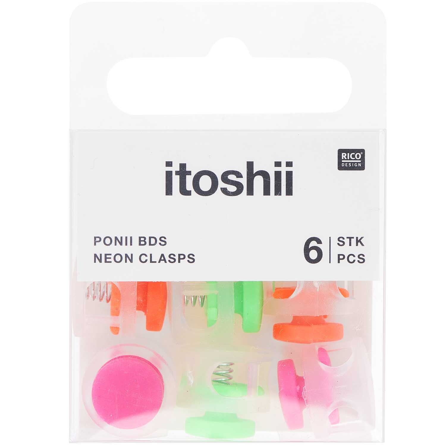 itoshii - Ponii Beads Verschlüsse neon 14x9mm 6 Stück