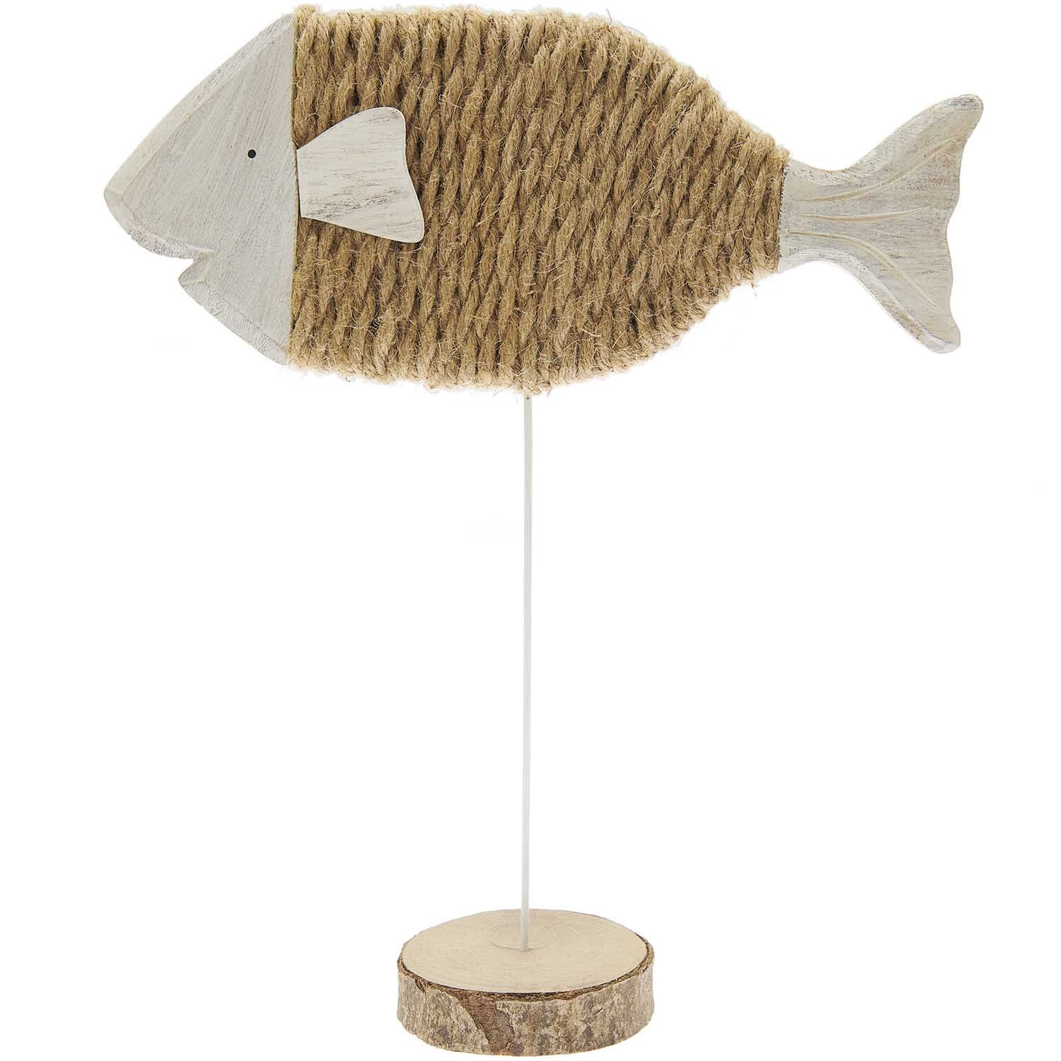 Deko Fisch mit Sisal Holz 26,5x32cm
