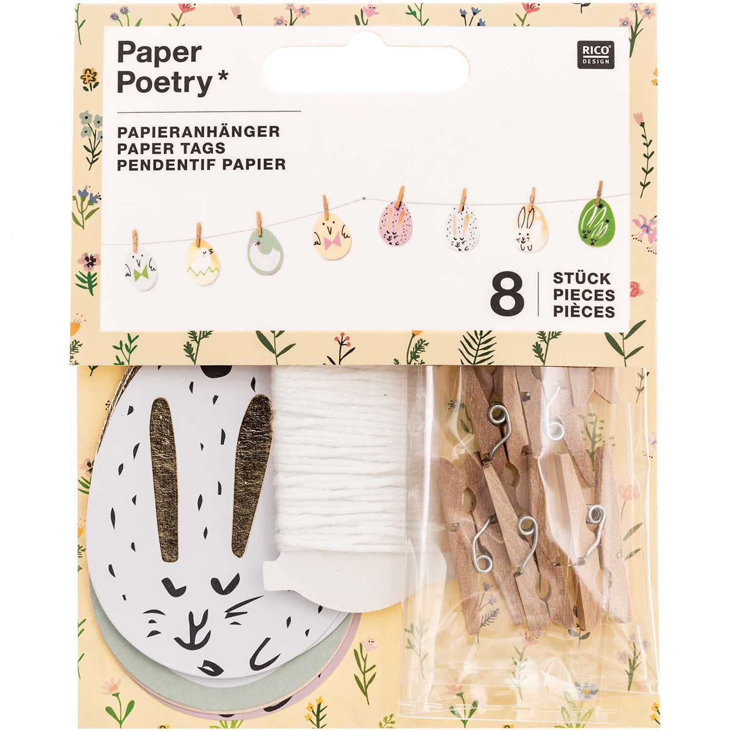 Paper Poetry Papieranhänger Bunny Hop Ostereier Hasen 8 Stück