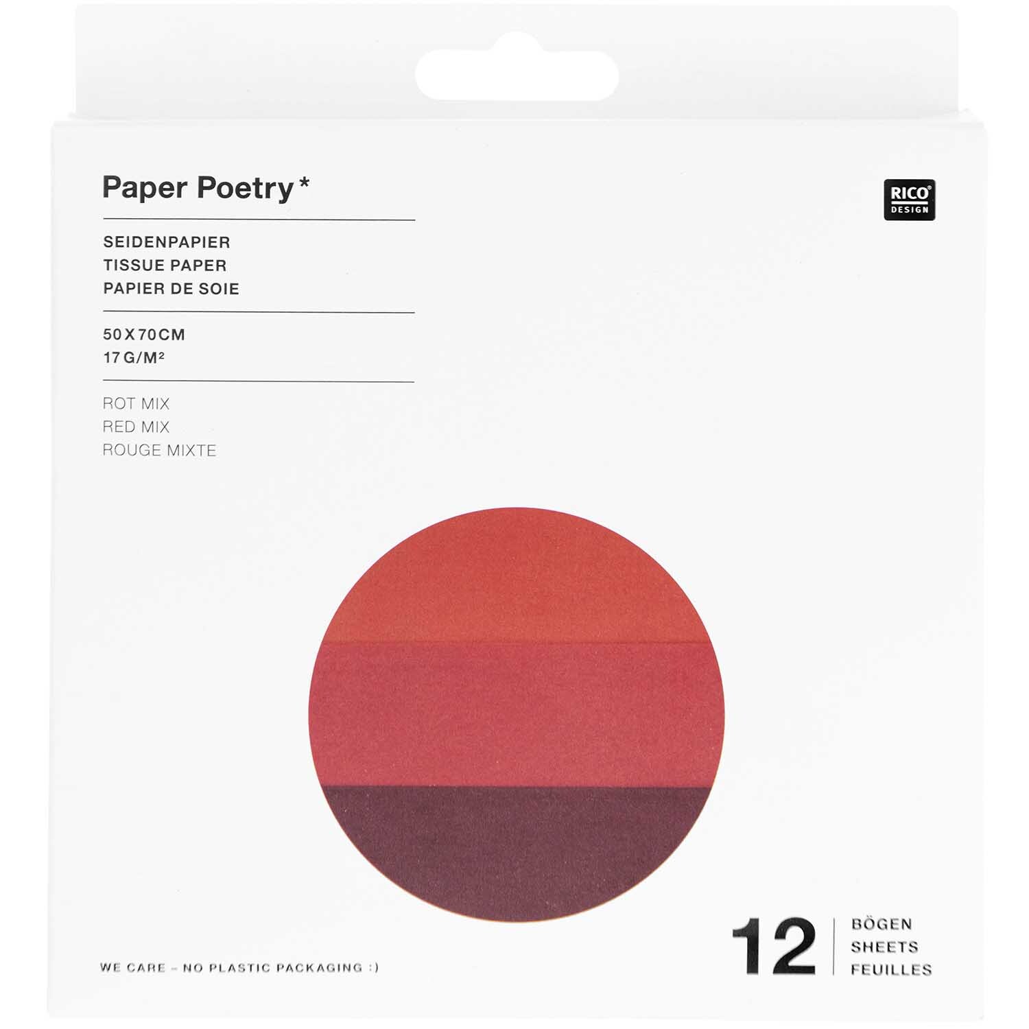 Paper Poetry Seidenpapier rot sortiert 50x70cm 12 Bögen