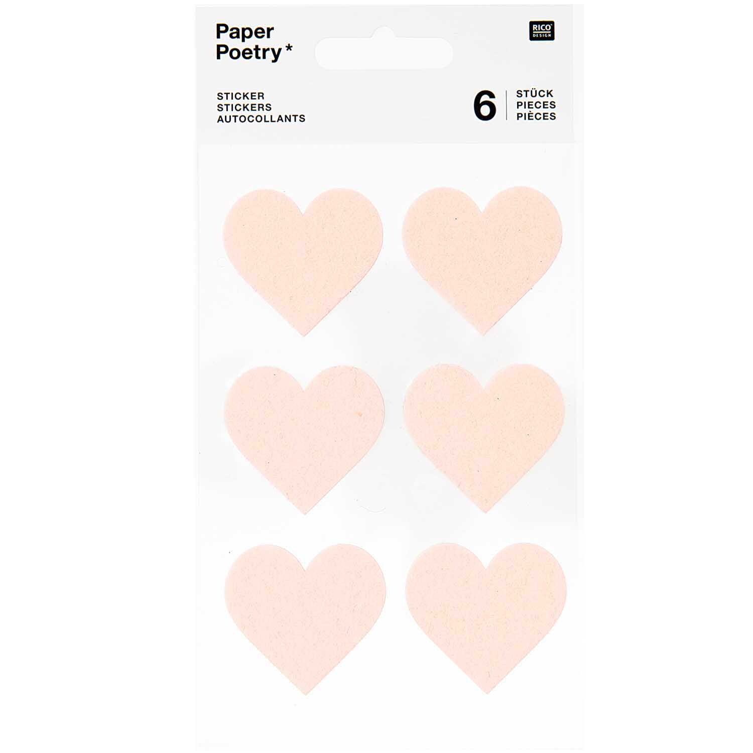 Paper Poetry Filzsticker Herzen groß 1 Blatt