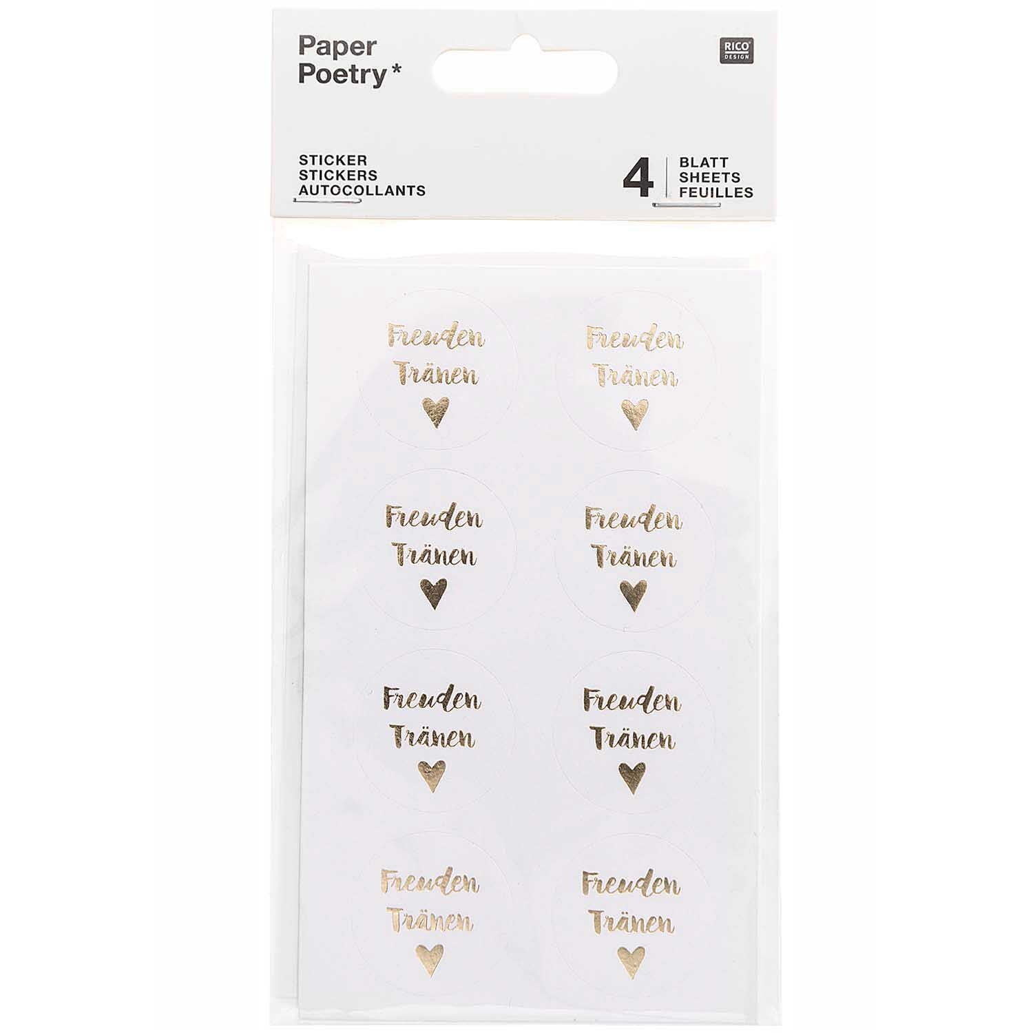 Paper Poetry Sticker Freudentränen weiß 4 Blatt