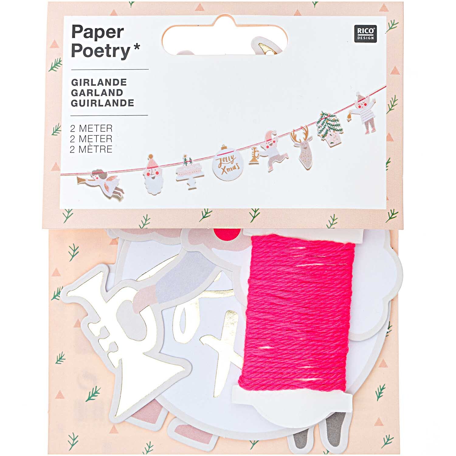 Paper Poetry Girlande Jolly Christmas pastell 2m