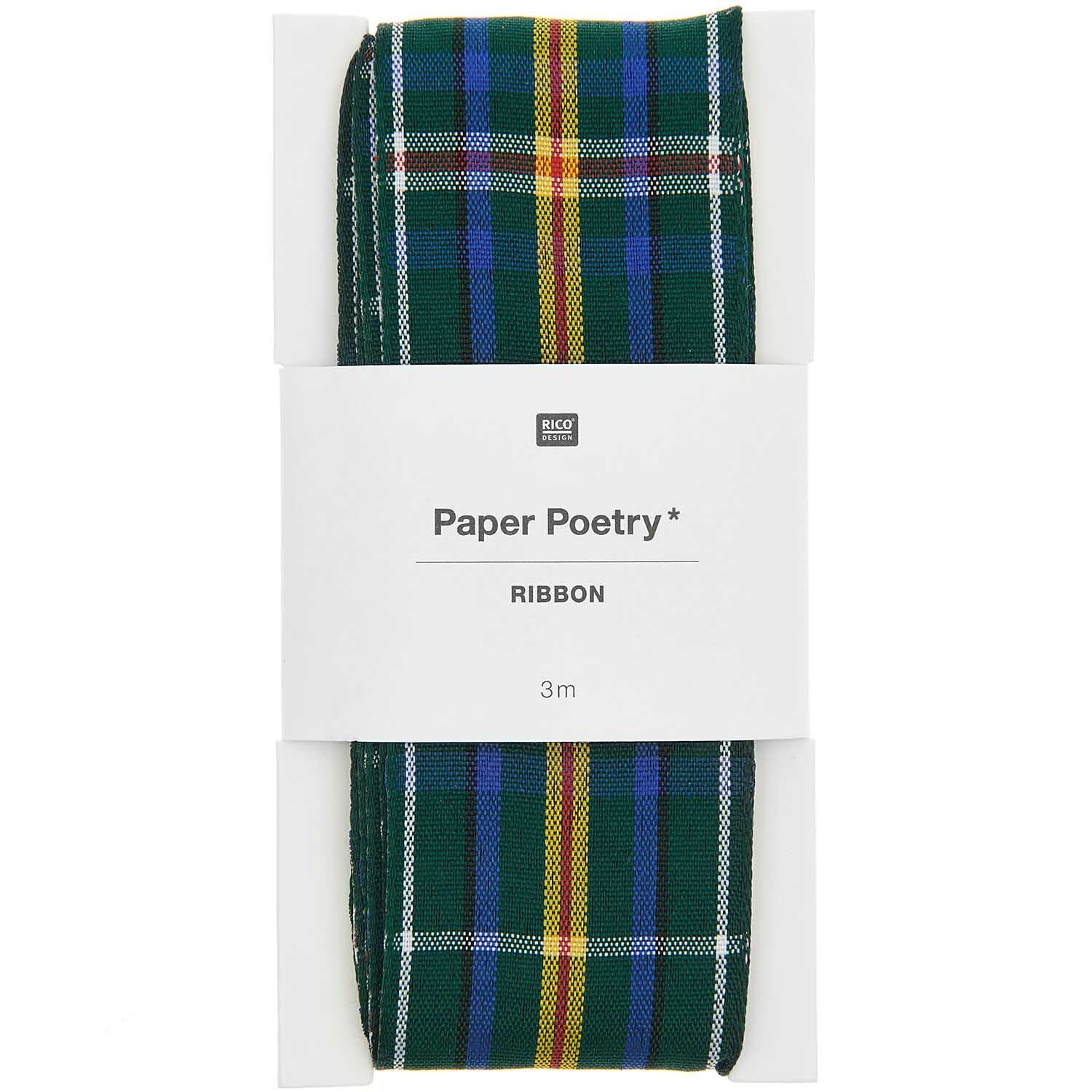 Paper Poetry Karoband grün-blau-rot-gelb 38mm 3m