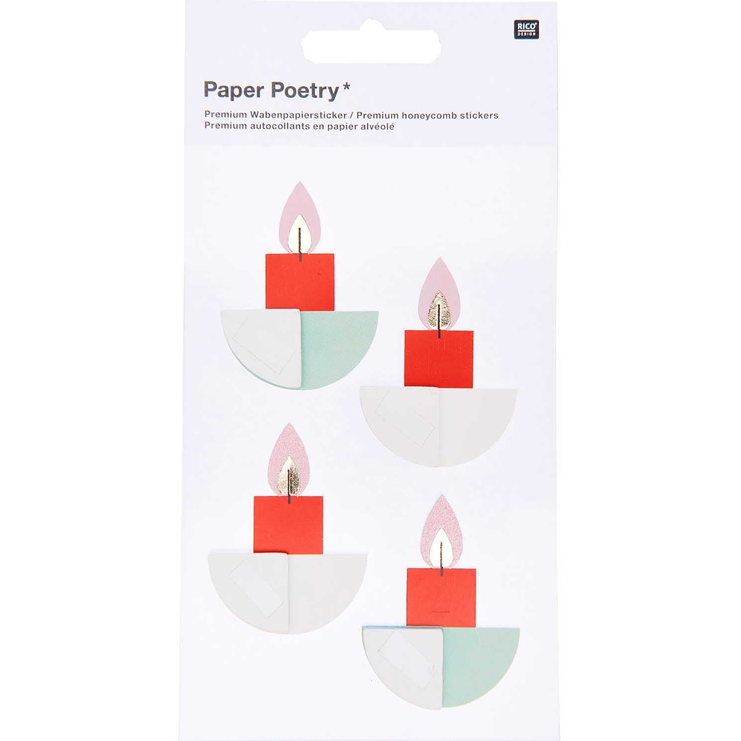 Paper Poetry Wabenpapiersticker Kerzen 1 Blatt