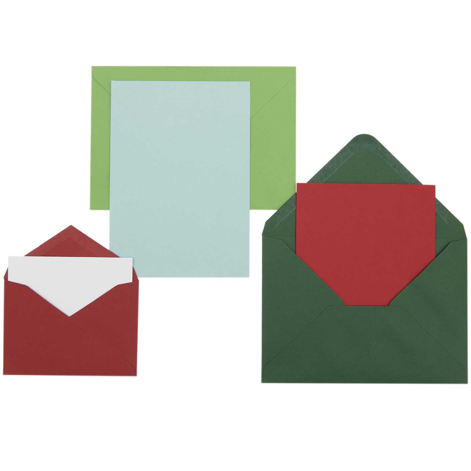 Paper Poetry Kartenset Basic grün-rot C7 36teilig