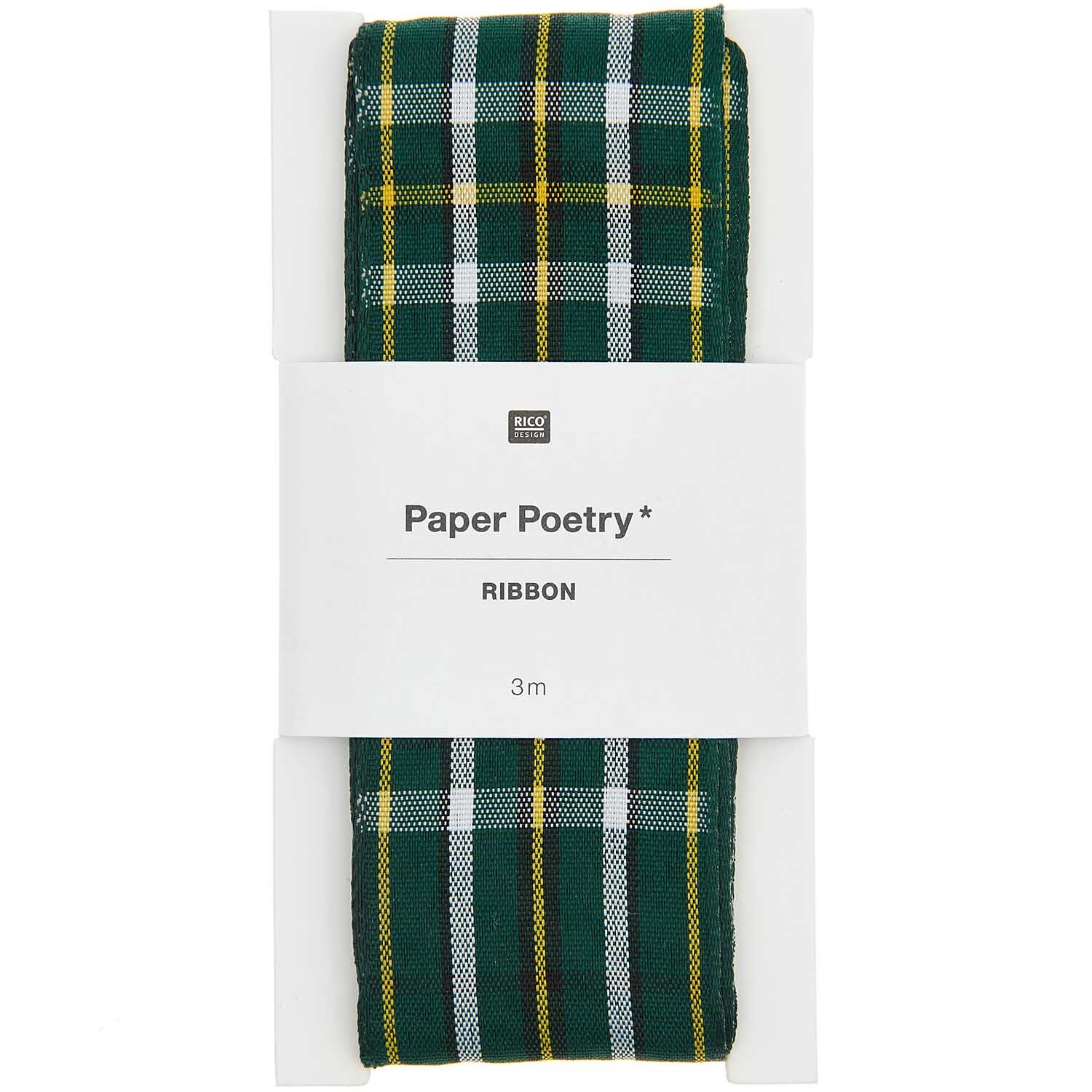 Paper Poetry Karoband grün-gelb-schwarz 38mm 3m