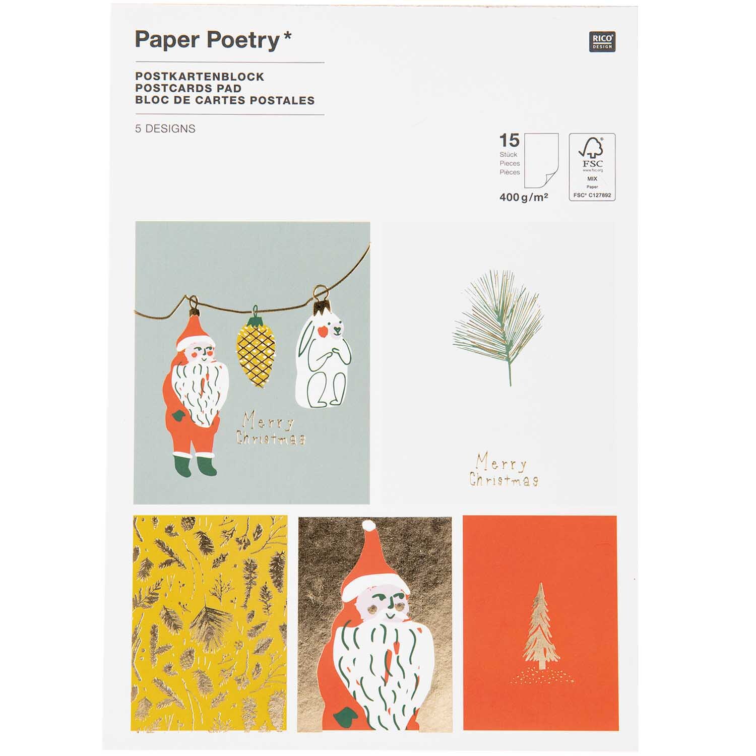 Paper Poetry Postkartenblock Nostalgic Christmas classic 12,5x17,6cm