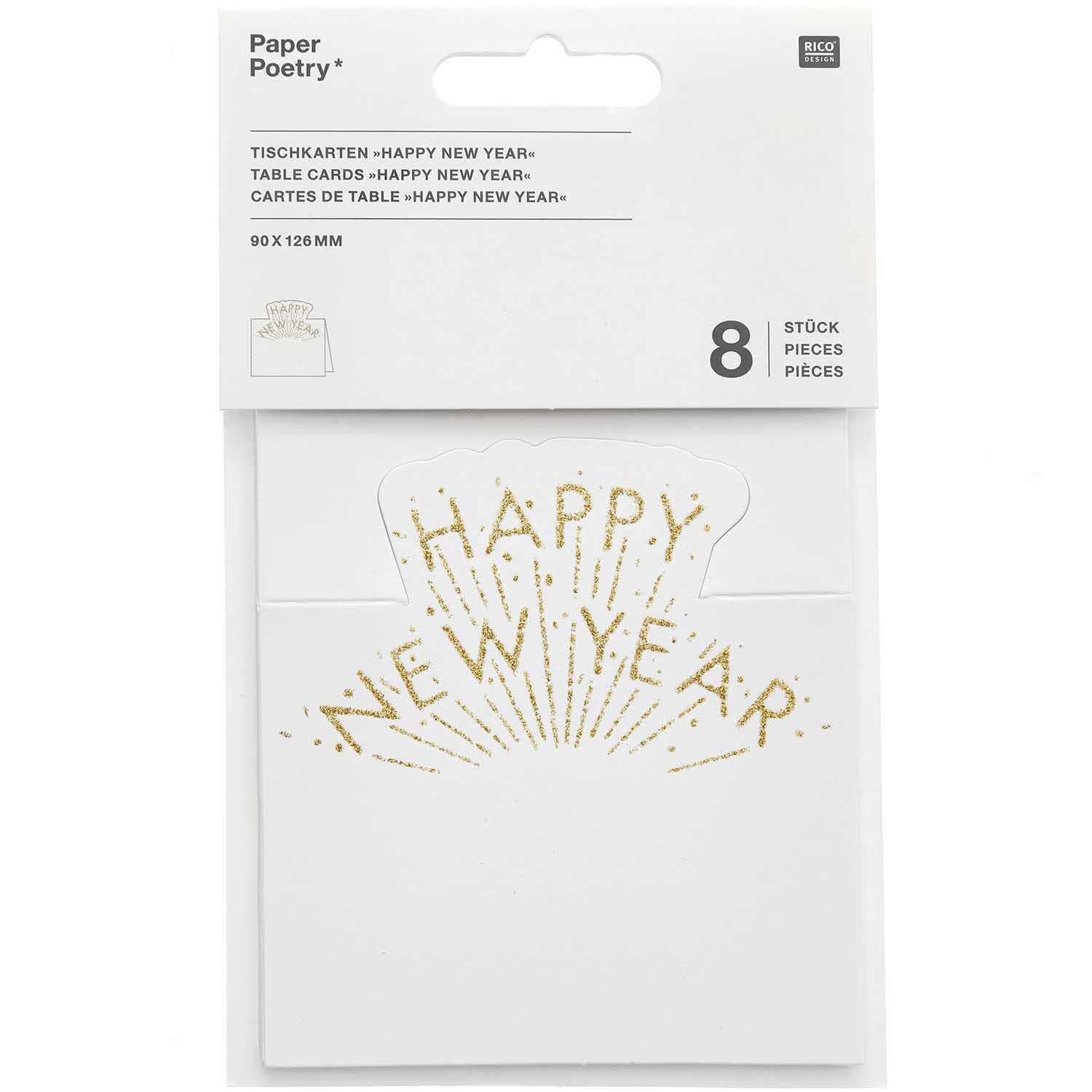 Paper Poetry Tischkarten Happy New Year 9x12,6cm 8 Stück