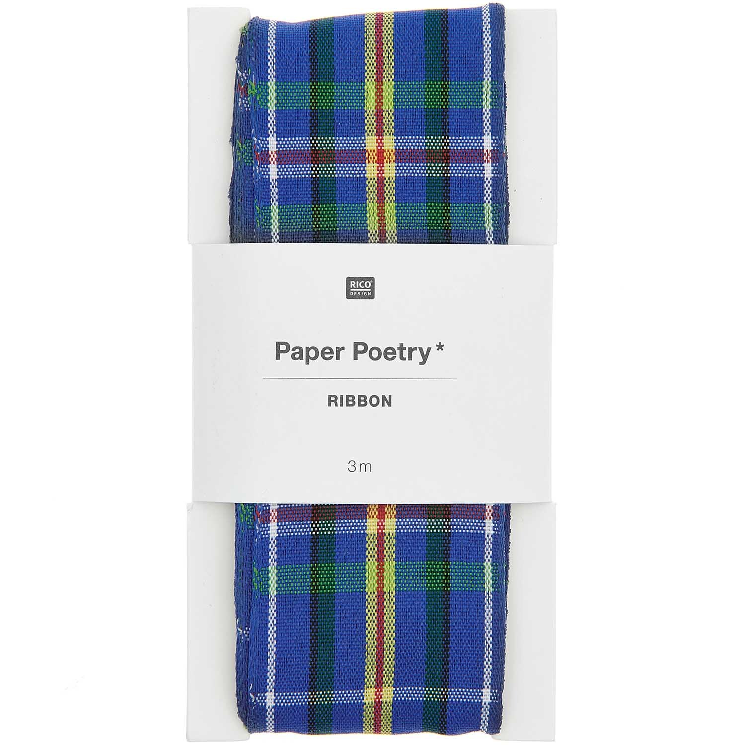 Paper Poetry Karoband blau-grün-gelb-rot 38mm 3m