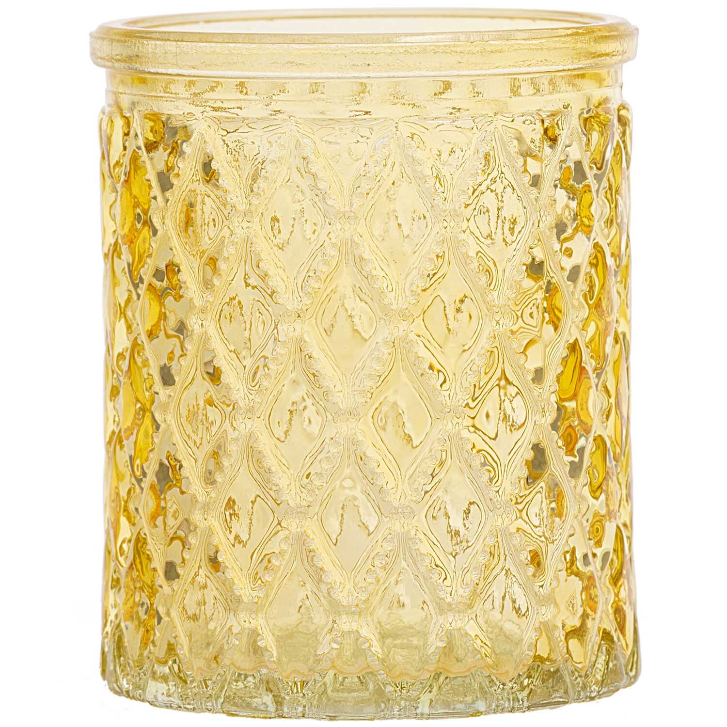 Teelichtglas 7,5x6,3cm 3 Stück gelb