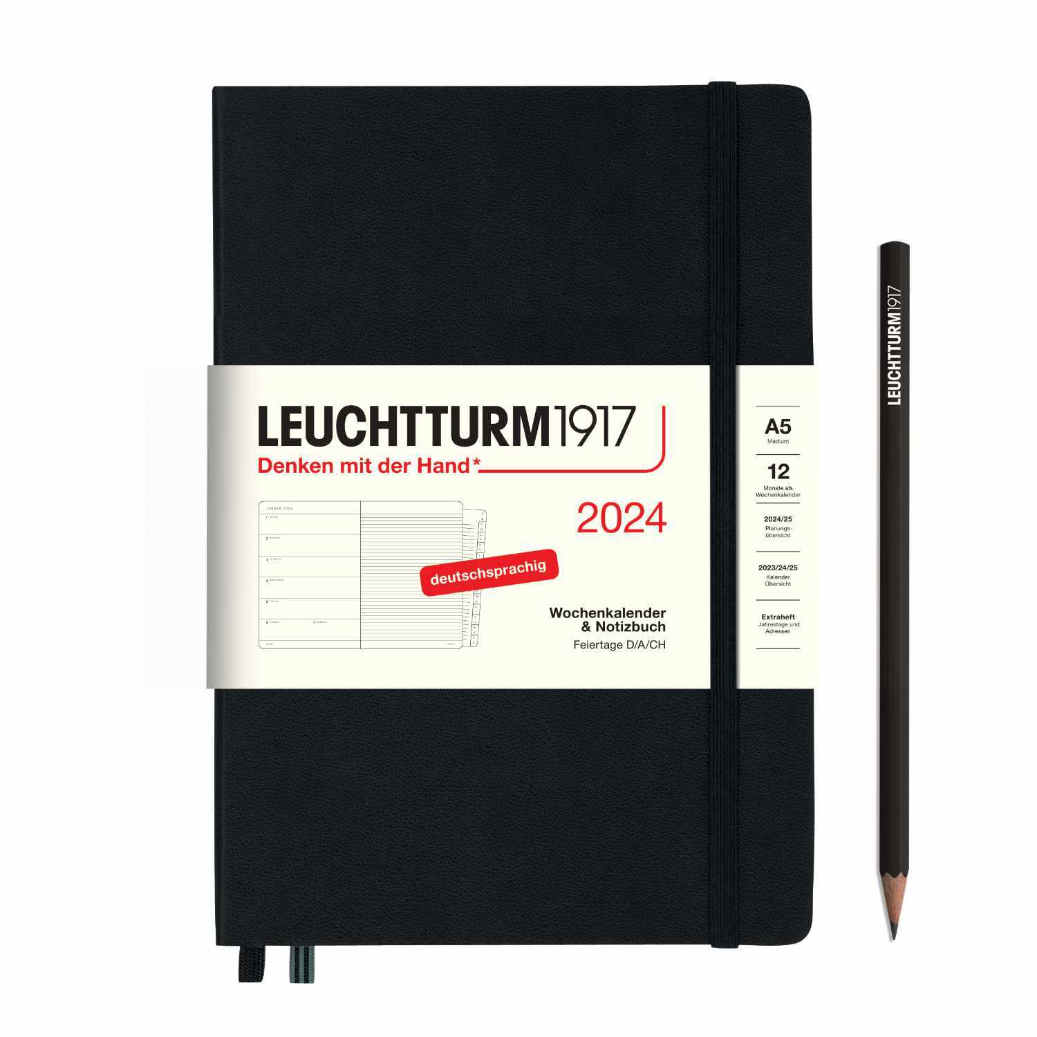 Notizbuch Medium liniert Hardcover schwarz A5