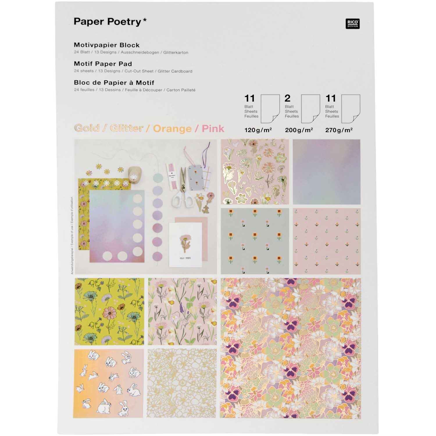 Paper Poetry Motivpapierblock Flower Power