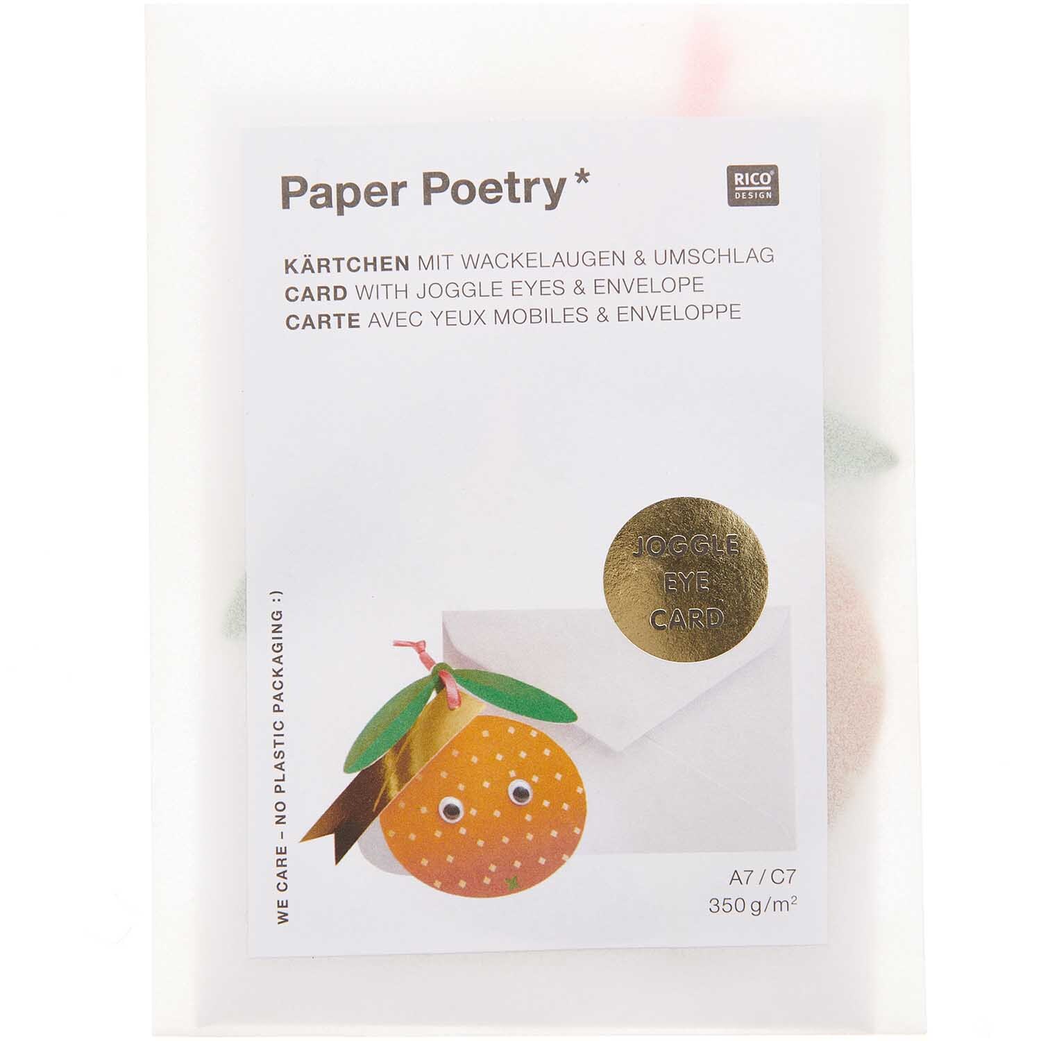 Paper Poetry Karte mit Wackelaugen Orange A7/C7