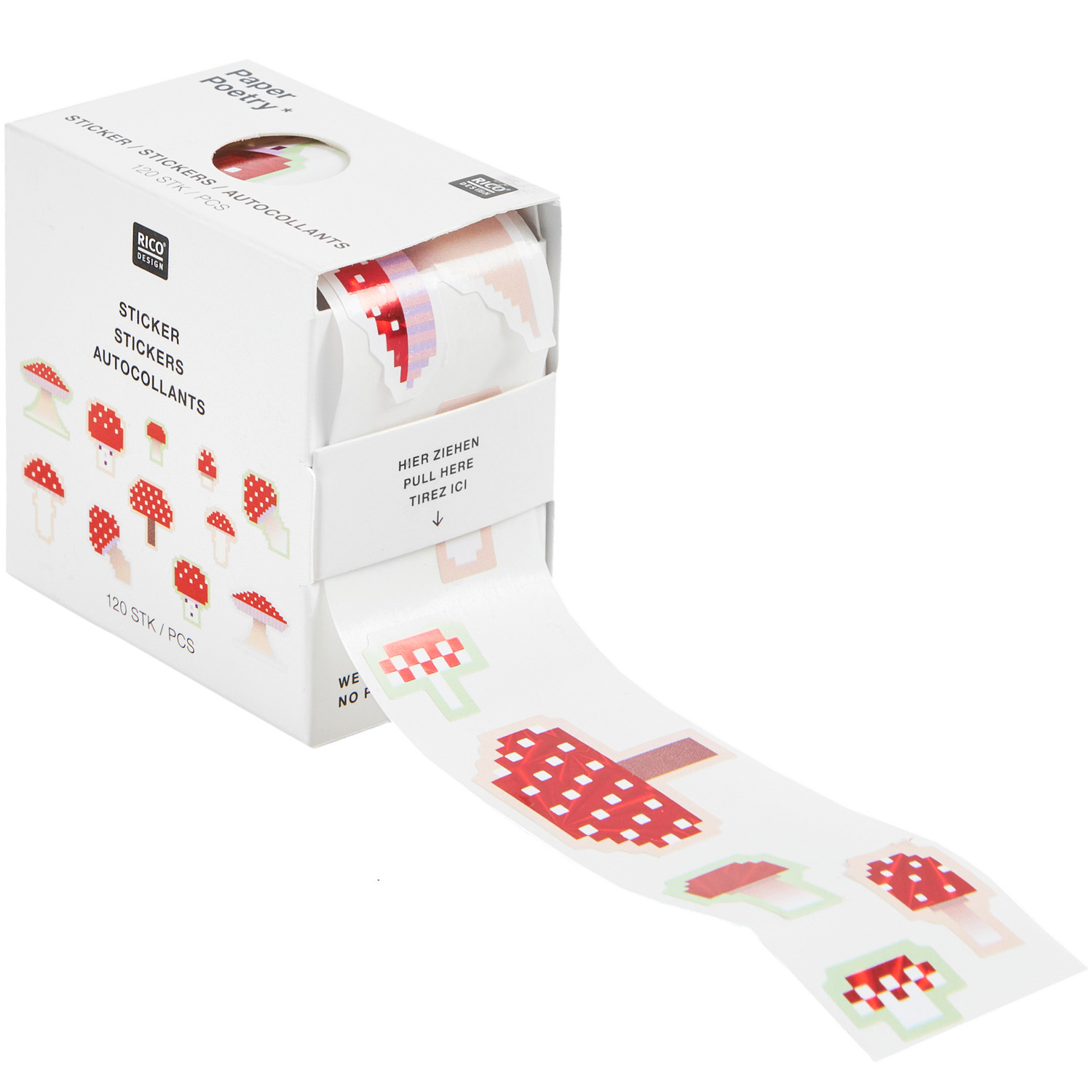 Rico Design Paper Poetry Mini Sticker Shrooom Pixel auf der Rolle
