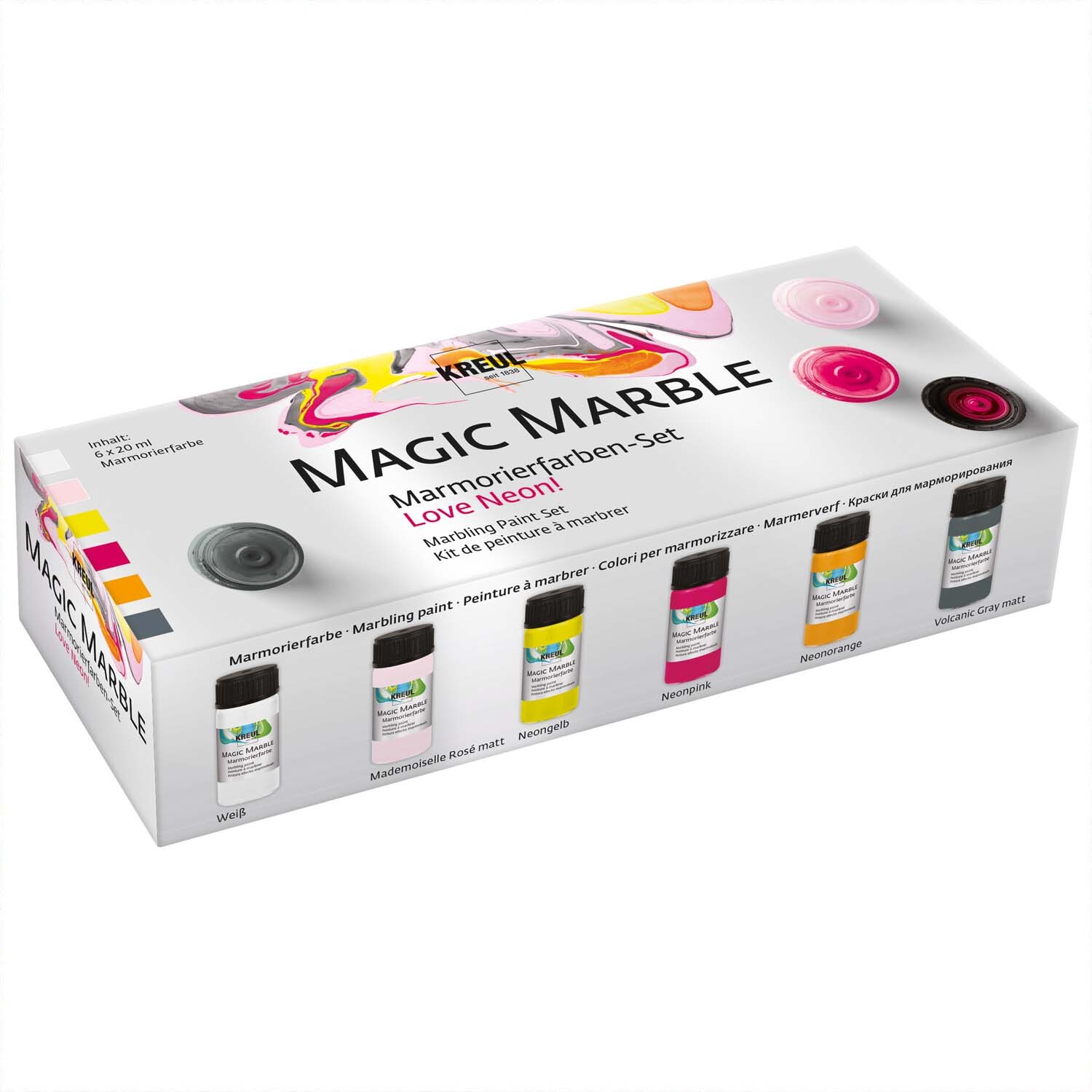 Magic Marble Marmorierfarben Set Love Neon 6x20ml