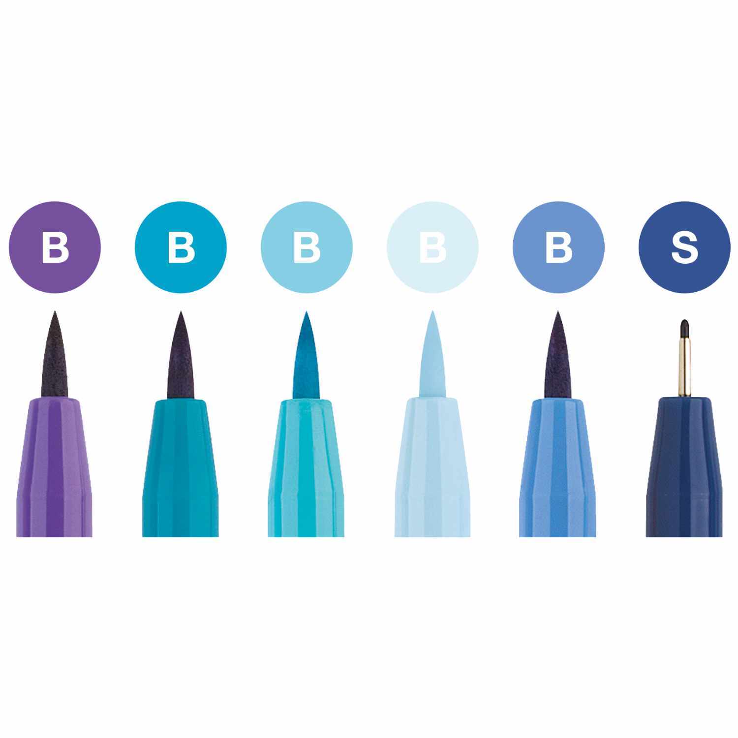 Tuschestift Pitt Artist Pen Handlettering Blautöne 6 Stück