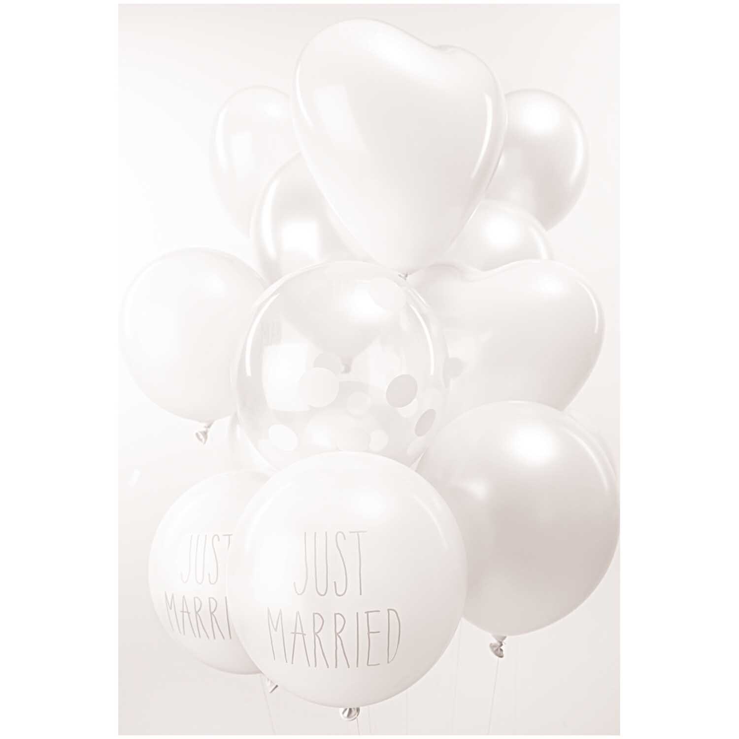 Luftballon Just Married weiß 30cm 12 Stück