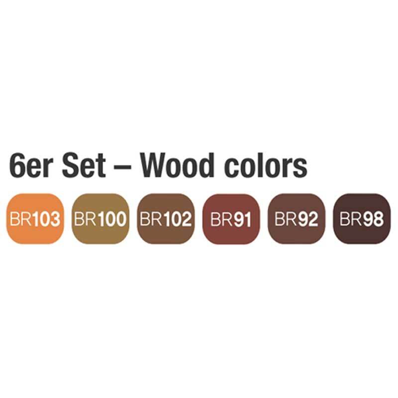 Twin Brush Marker Wood Colors 6er Set