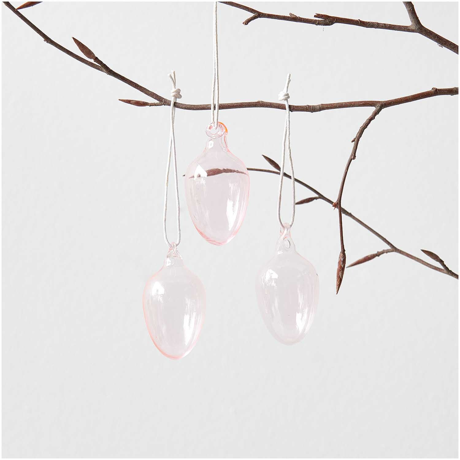 Glas Eier transparent-rosa 4 Stück Ø 3cm