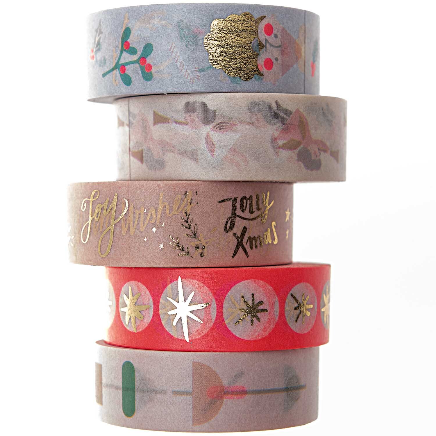 Paper Poetry Tape Set Jolly Christmas Pastell 1,5cm 10m 5teilig
