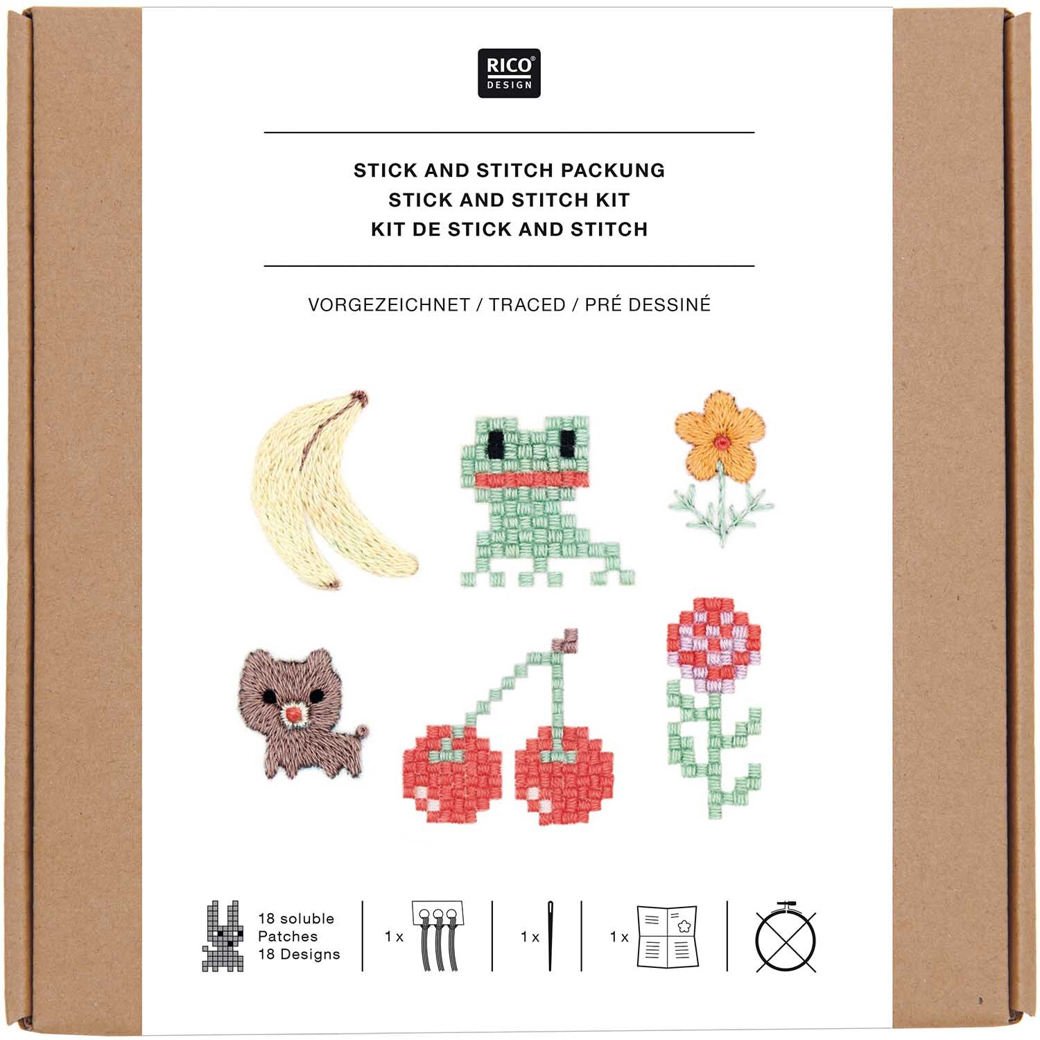 Stick and Stitch Stickpackung Pixel Art Mix vorgezeichnet