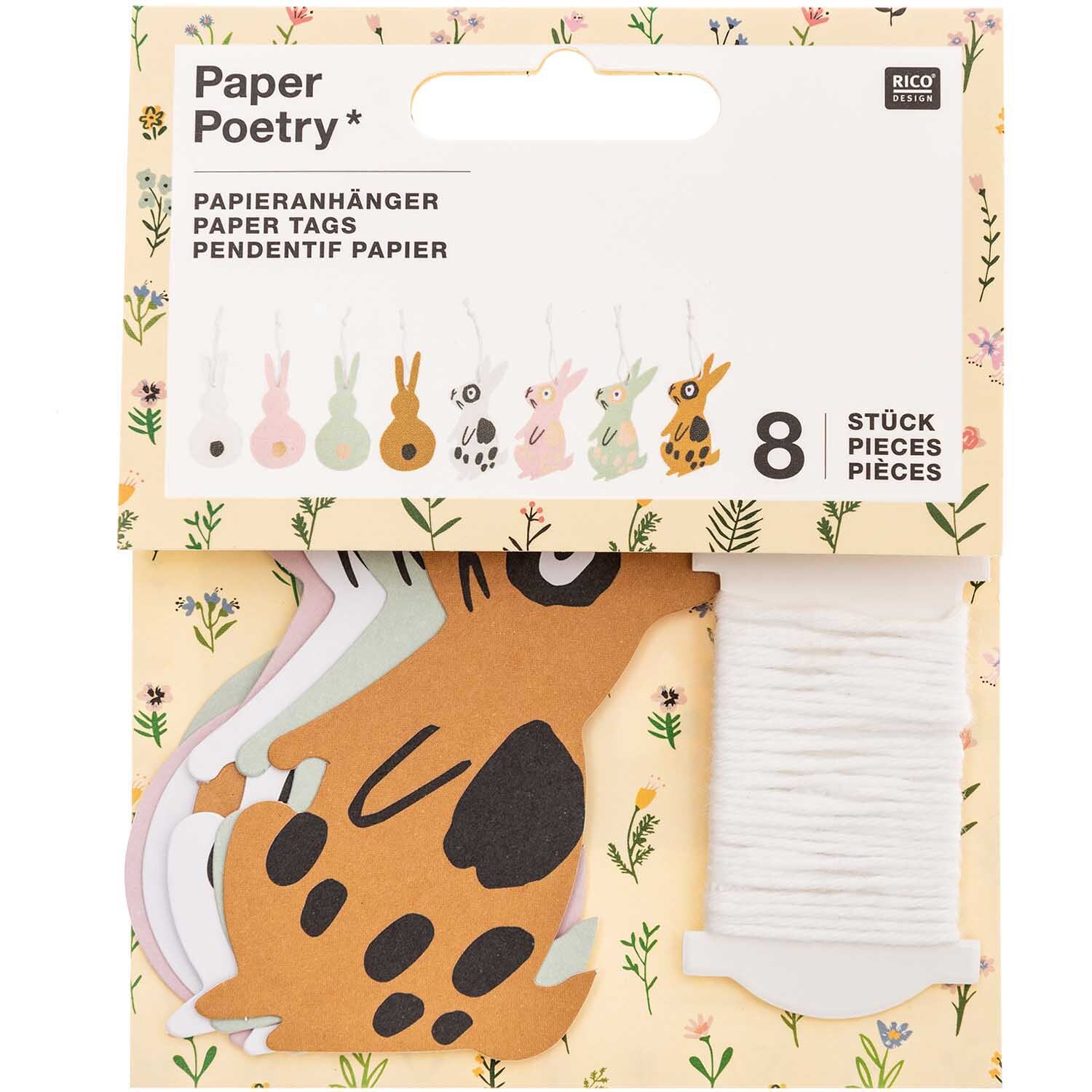 Paper Poetry Papieranhänger Bunny Hop Hasen 8 Stück