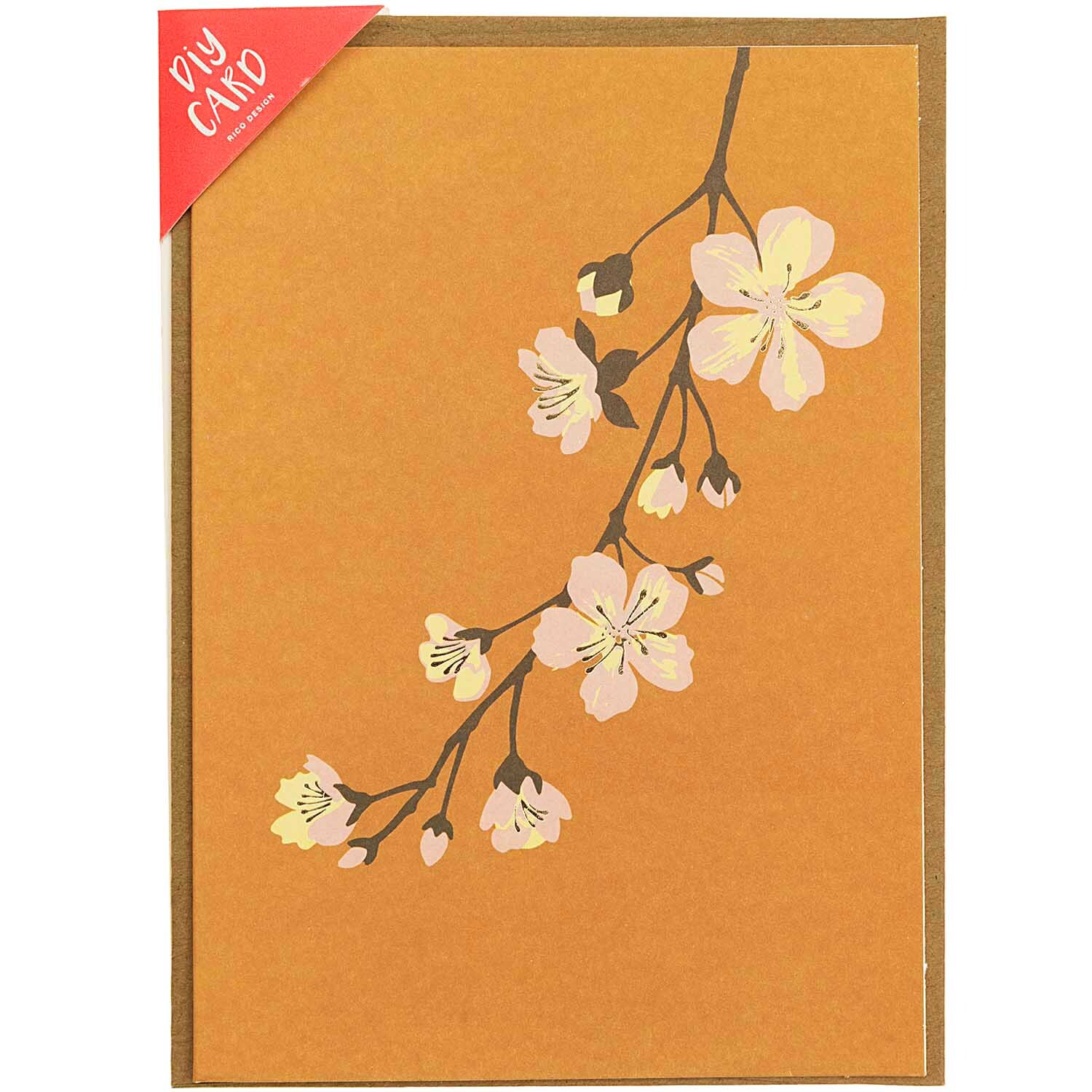Paper Poetry Grußkartenset Kirschblüte senfgelb
