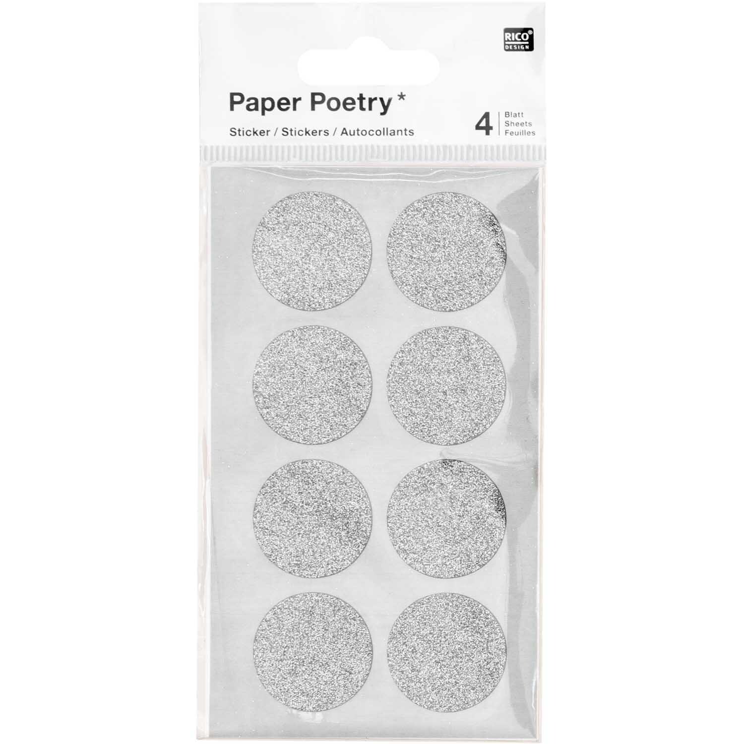 Paper Poetry Sticker Kreise Glitter silber 4 Blatt L