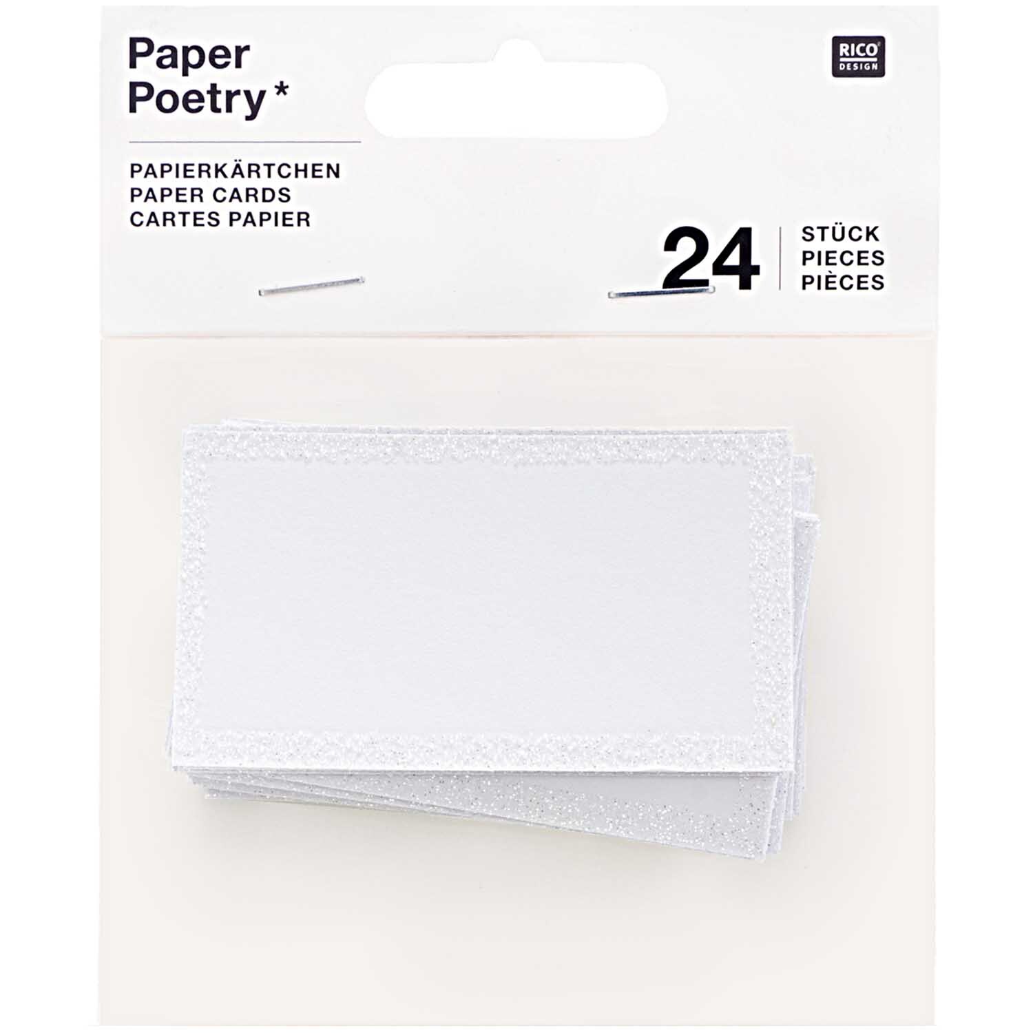 Paper Poetry Papierkärtchen weiß-glitter 7x4cm 24 Stück