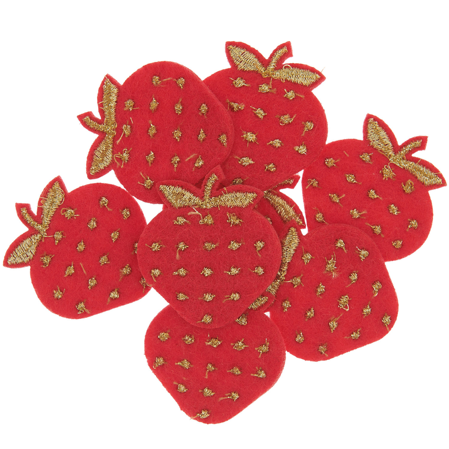 Filzstreu Erdbeeren bestickt Rot/Gold
