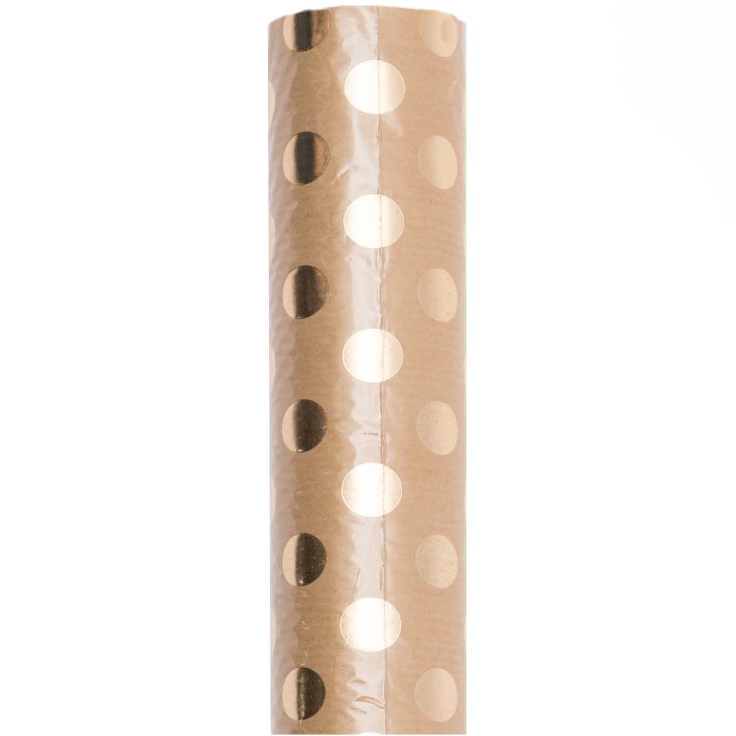 Rico Design Paper Poetry Geschenkpapier Punkte natur-gold 70cm 2m Hot Foil