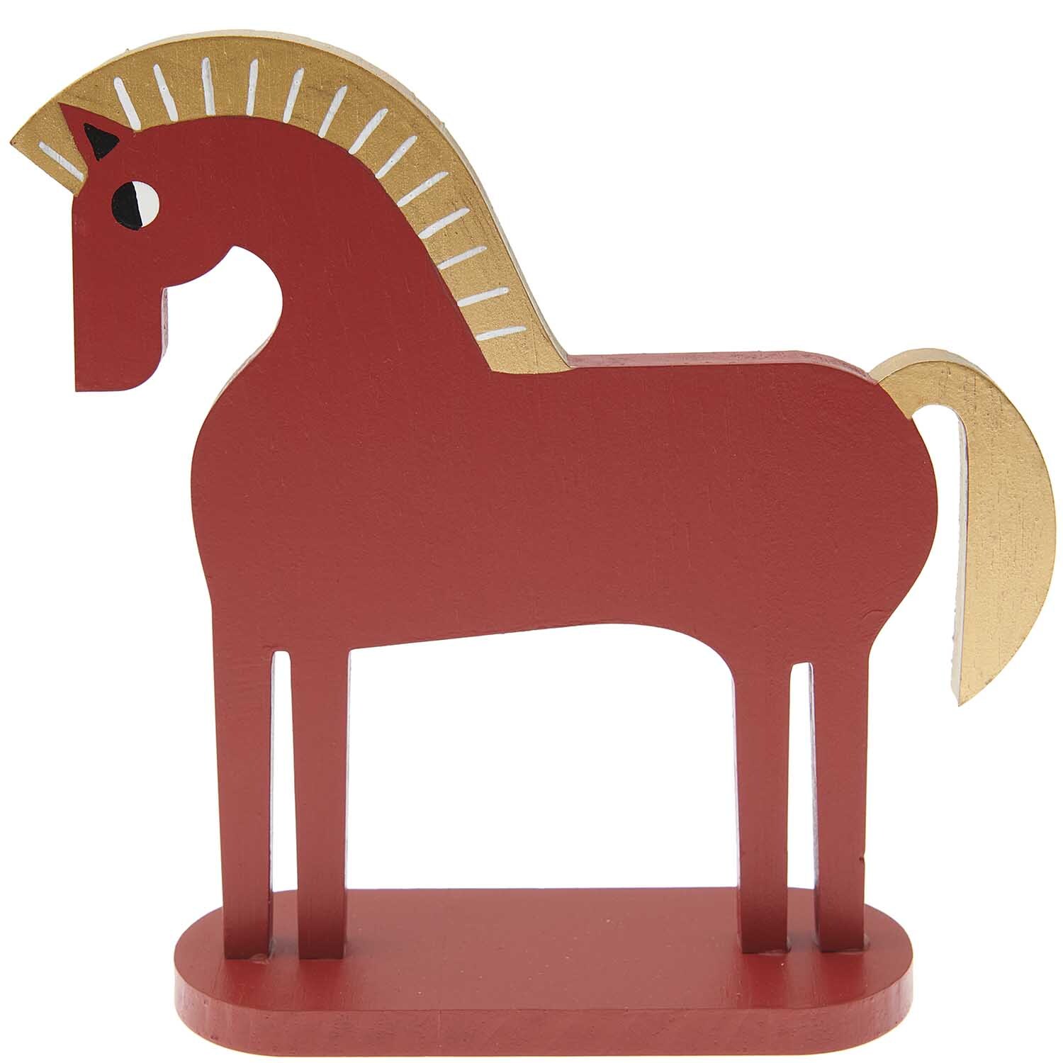Deko-Figur Holz-Pferd rot 20x5x19,6cm