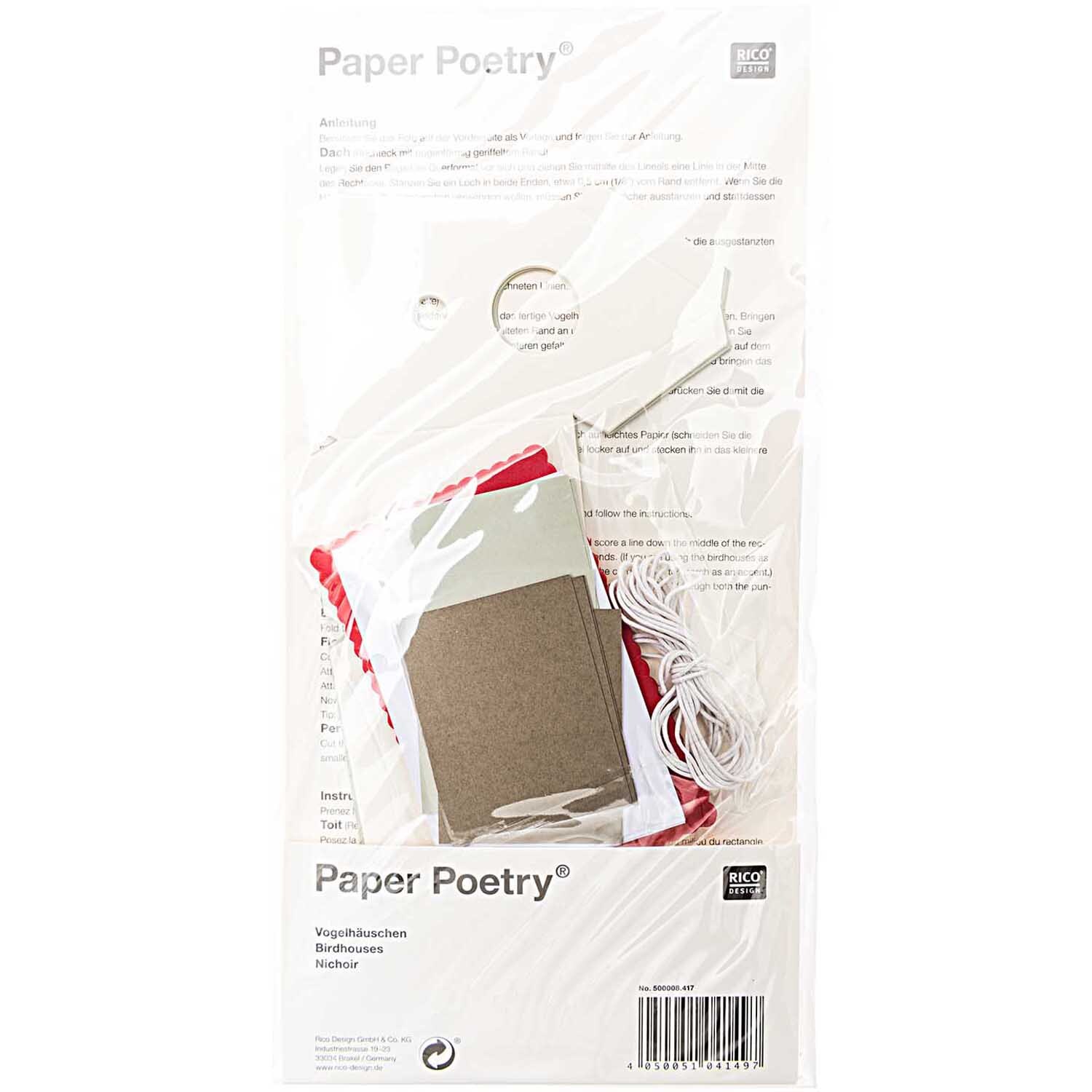 Paper Poetry Bastelset Vogelhäuschen 7x11x7,5cm 8 Stück