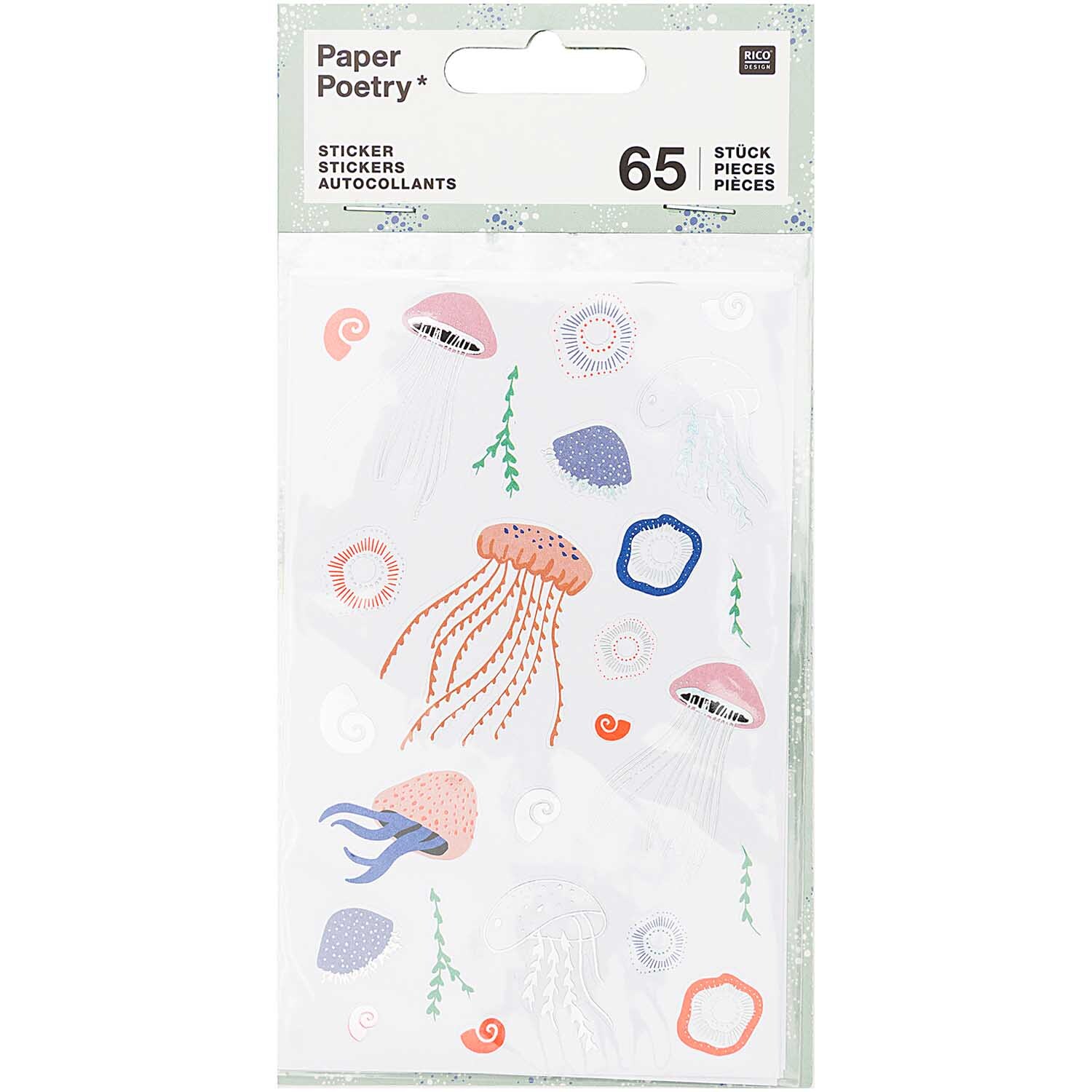 Paper Poetry Sticker Mermaid Quallen 65 Stück