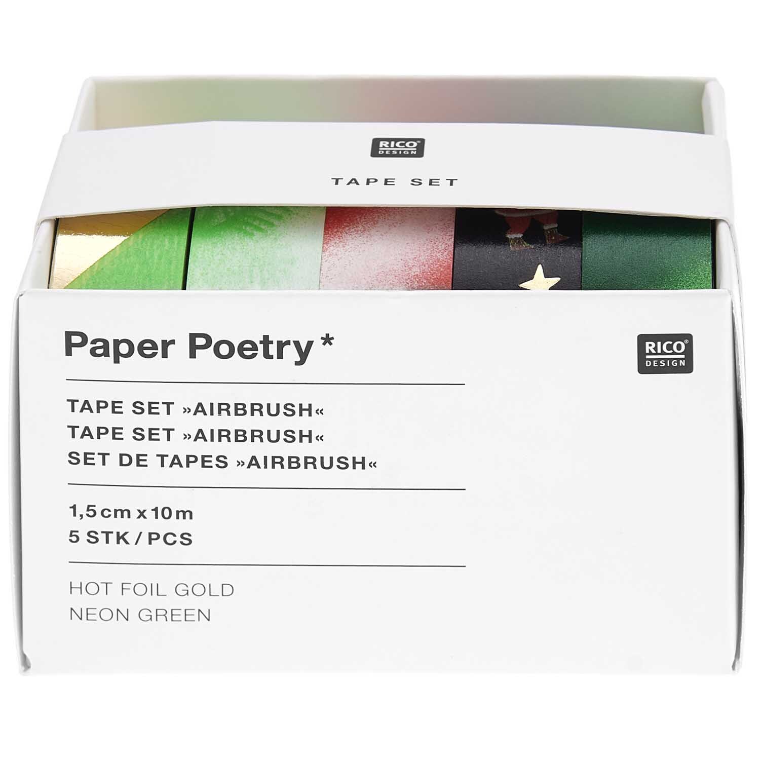 Paper Poetry Tape Set Airbrush 1,5cm 10m 5teilig