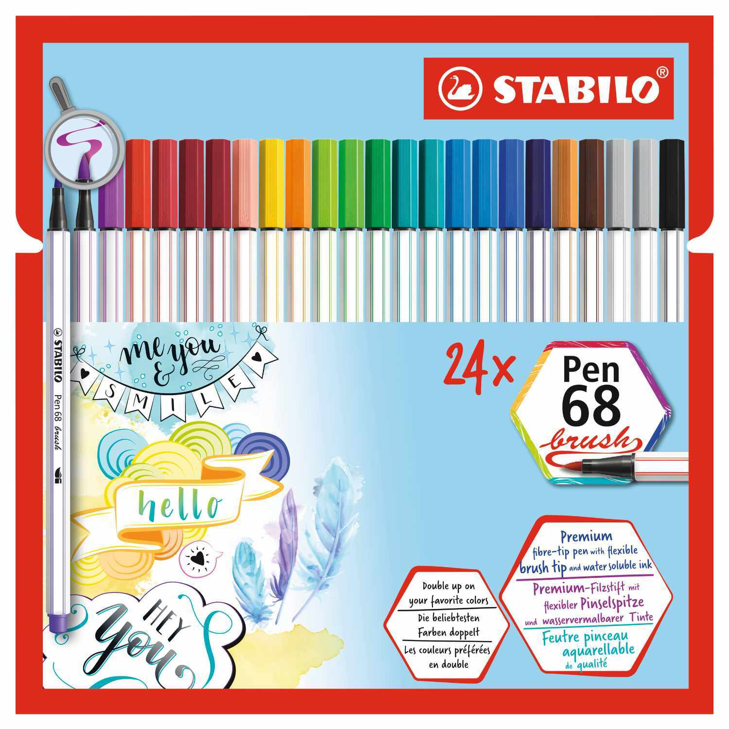 Pen 68 Brush im Kartonetui ohne Neonfarben 24 Farben