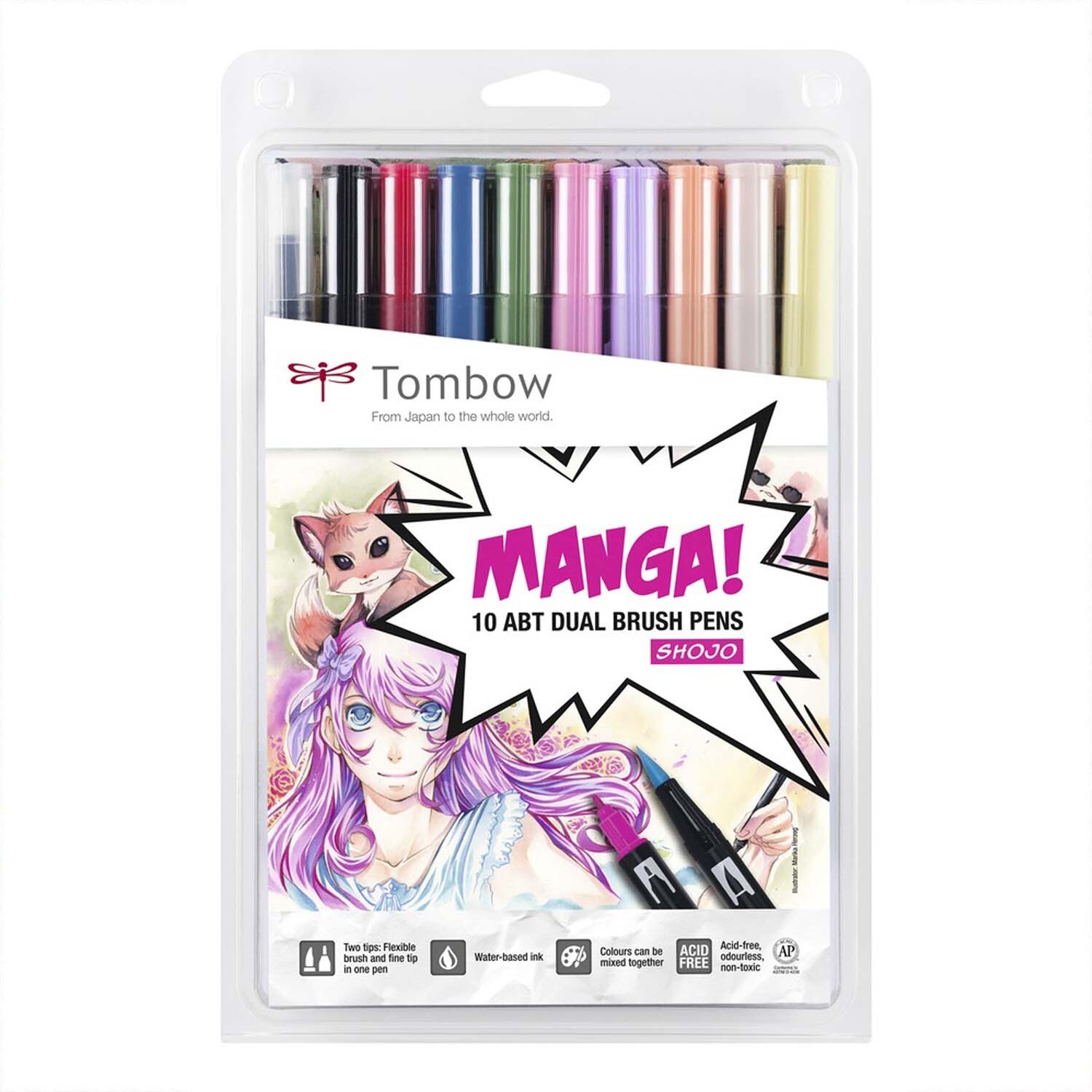 ABT Brush Pen Set Manga Shojo 10teilig