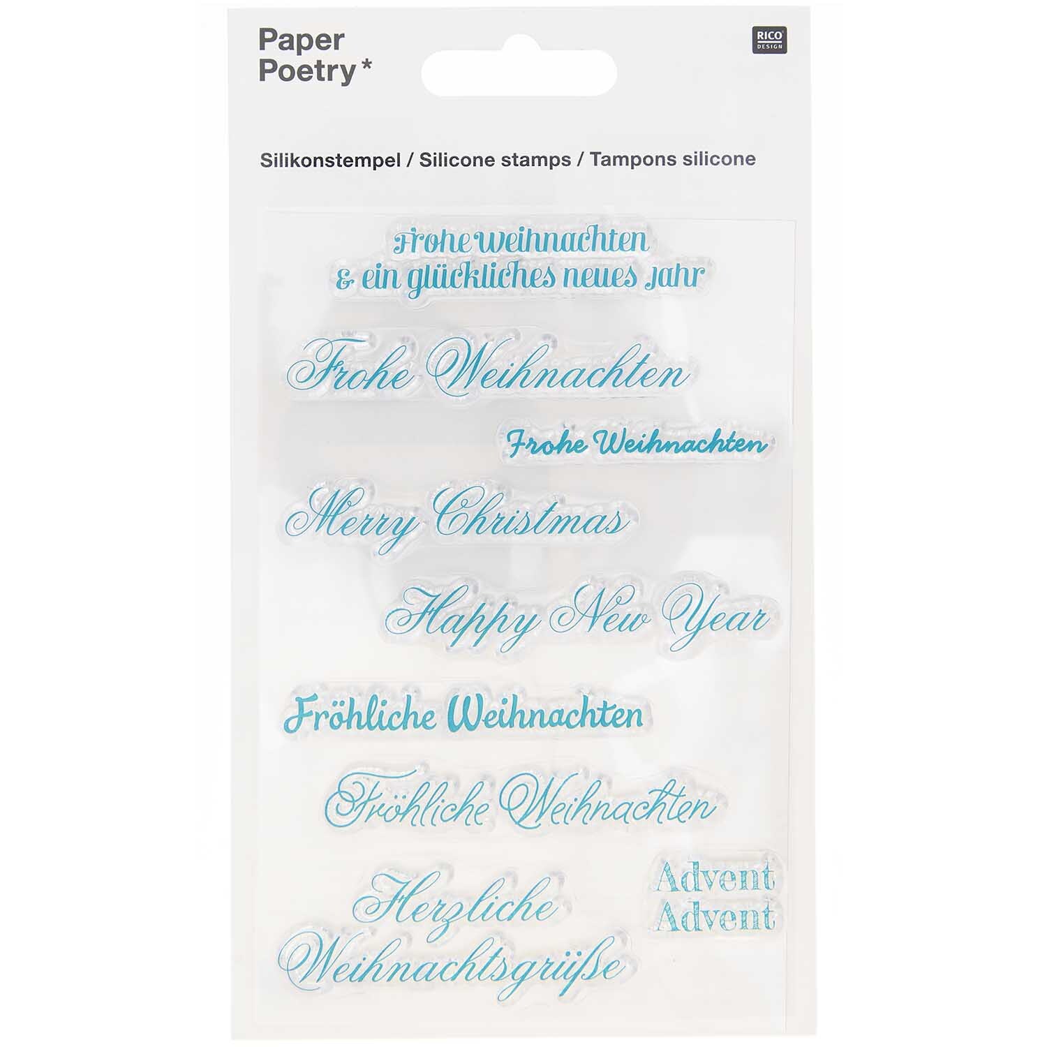 Paper Poetry Silikonstempel Schriften Weihnachten 9 Motive