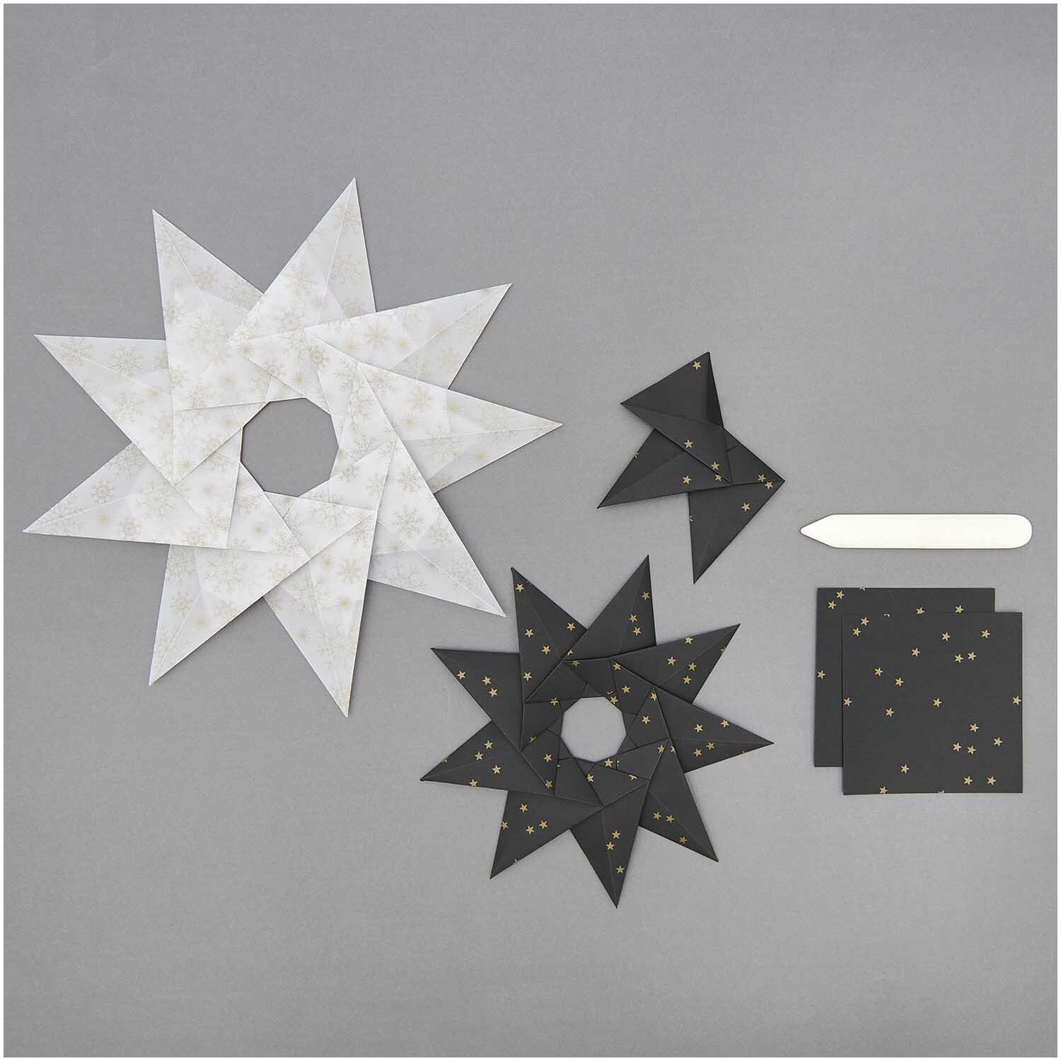 Paper Poetry Origami Sterne schwarz-gold 32 Blatt