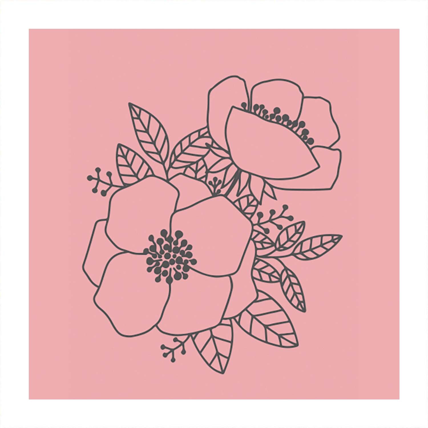 Stempel Blüten rosa 35x45mm